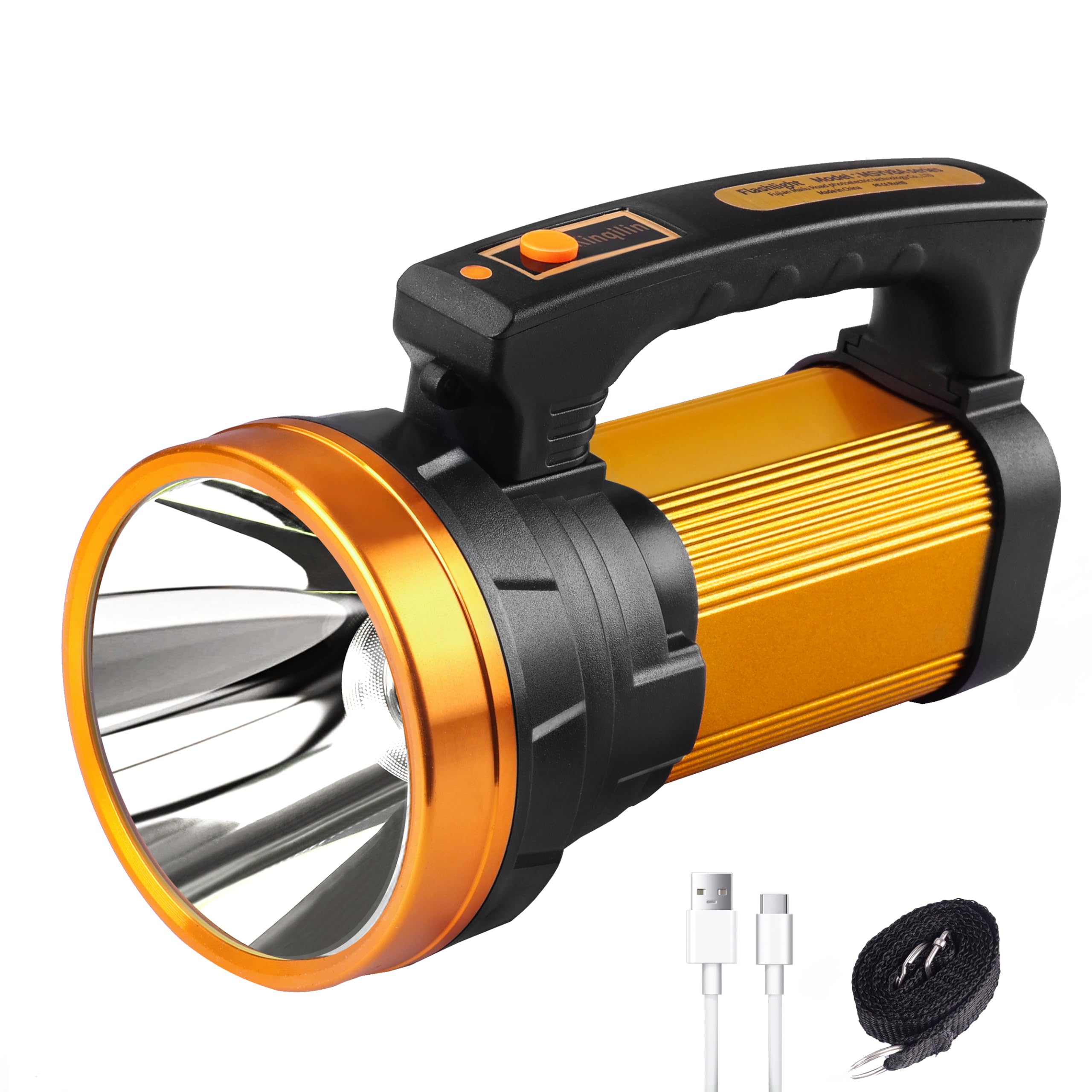 Super Bright Flashlight 1400LM 6800mAh Handheld Spotlight,50H Long Lasting Rechargeable Spotlight IP67 Waterproof Bright Flashli