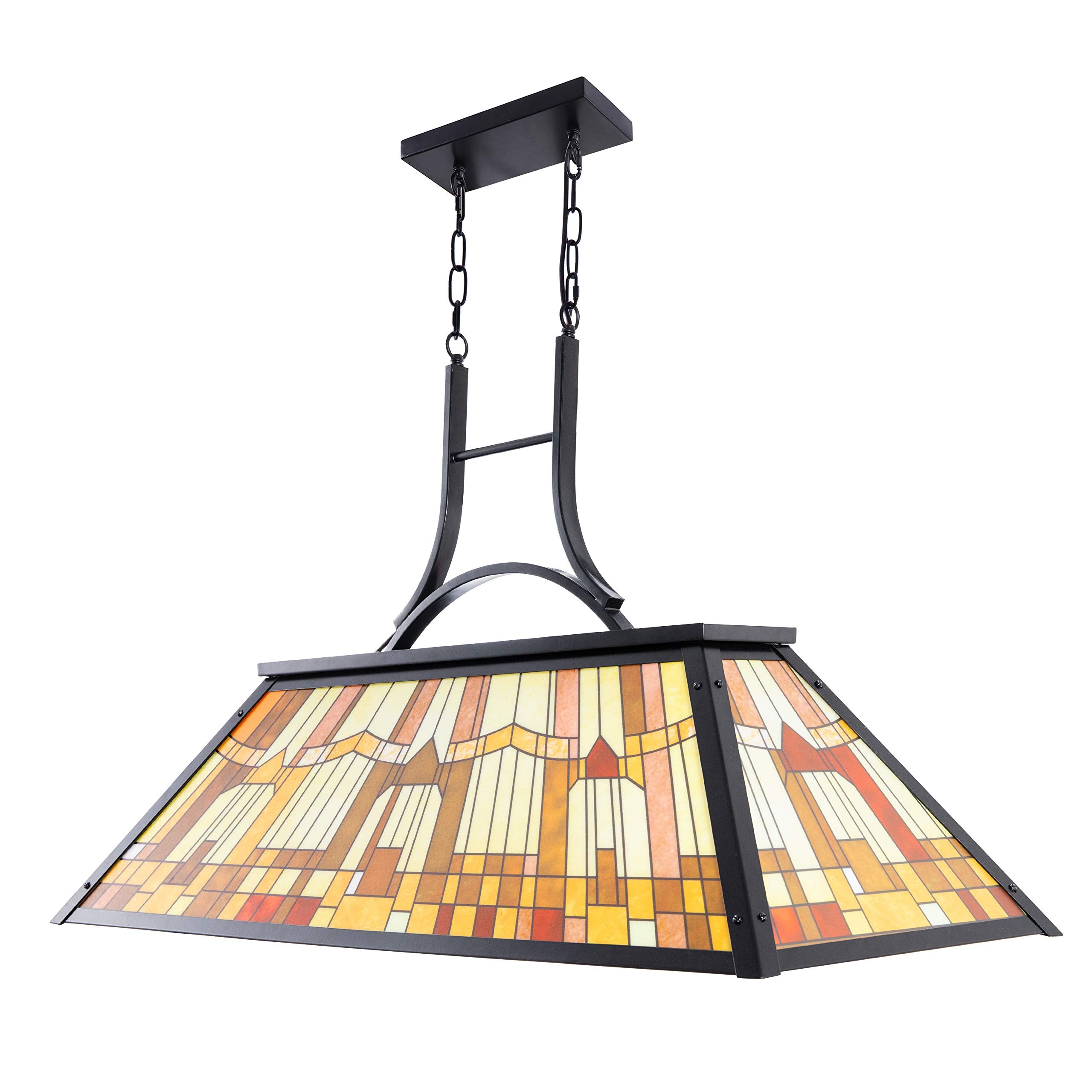 Wellmet Tiffany-Style 3-Lights Pool Table Lamp, Vintage Acrylic Light Fixture for 7' to 9' Tables, Yellow, 43.3” for Game Room or Bar