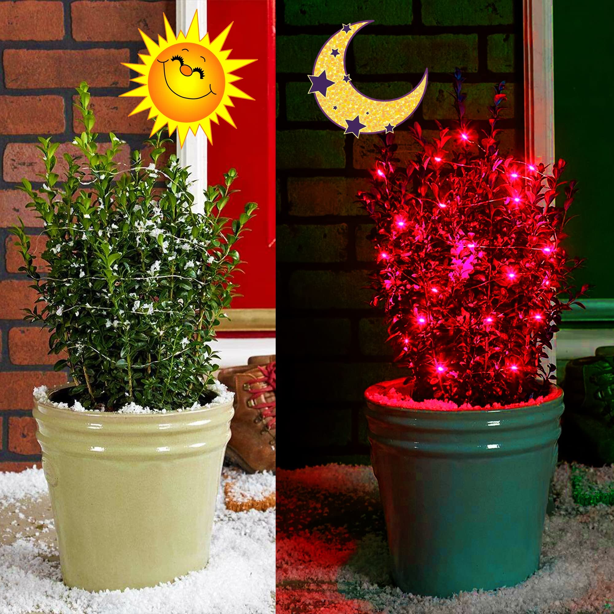 kemooie Solar Fairy Lights, 100 LED 33FT, 8 Twinkle Modes, Waterproof, Red, for Outdoor Decorations, Christmas, Valentines Day