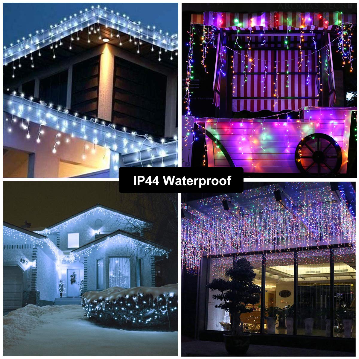 Toodour Icicle Christmas Lights, 360 LED Color Changing, 29.5ft, Remote Control, White & Multicolor, Model JT-EL/FC300V0200-C