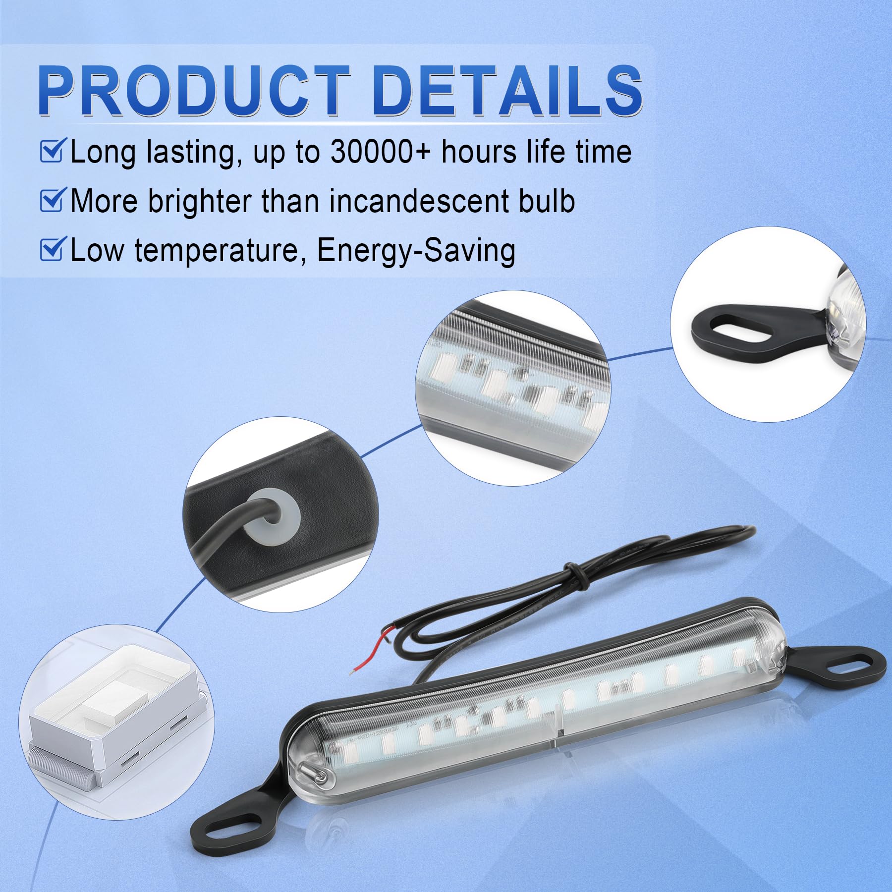 LivTee LED License Plate Lights Assembly, Bright Blue 6000K for Trailer, UTV, ATV, Truck, RV, Boat, Car Accessories