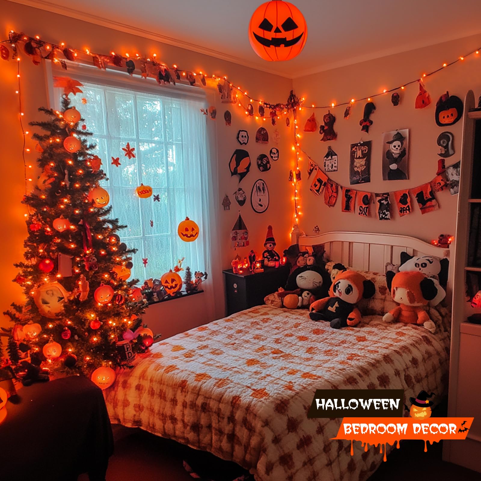 JMEXSUSS 500 LED Orange String Lights, 173ft Waterproof Halloween Lights, 8 Modes, Model EXS-S-0500, With Reel