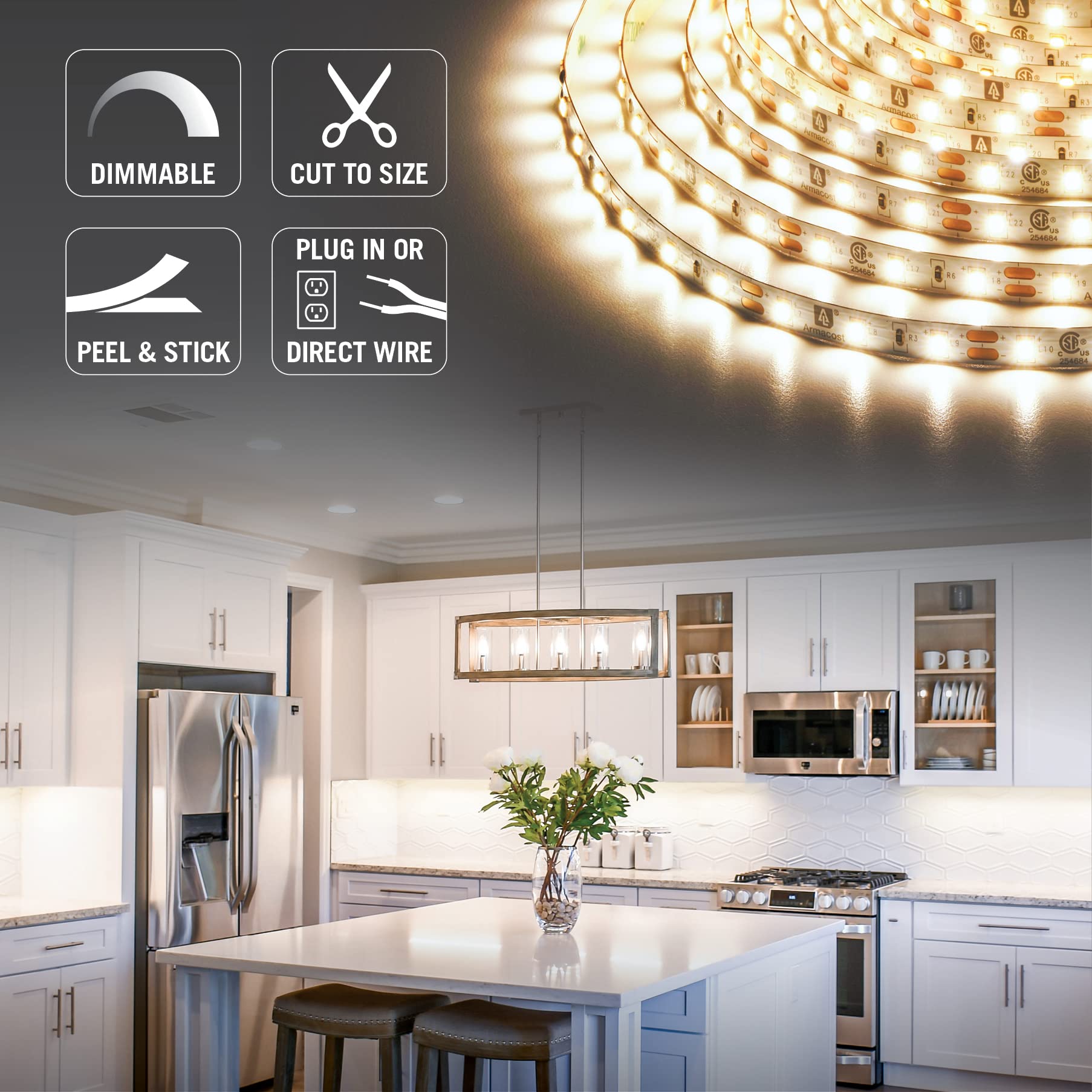 Armacost Lighting Ribbonflex Pro+ 12V 3000K Soft White Led Strip Light Kit 142131