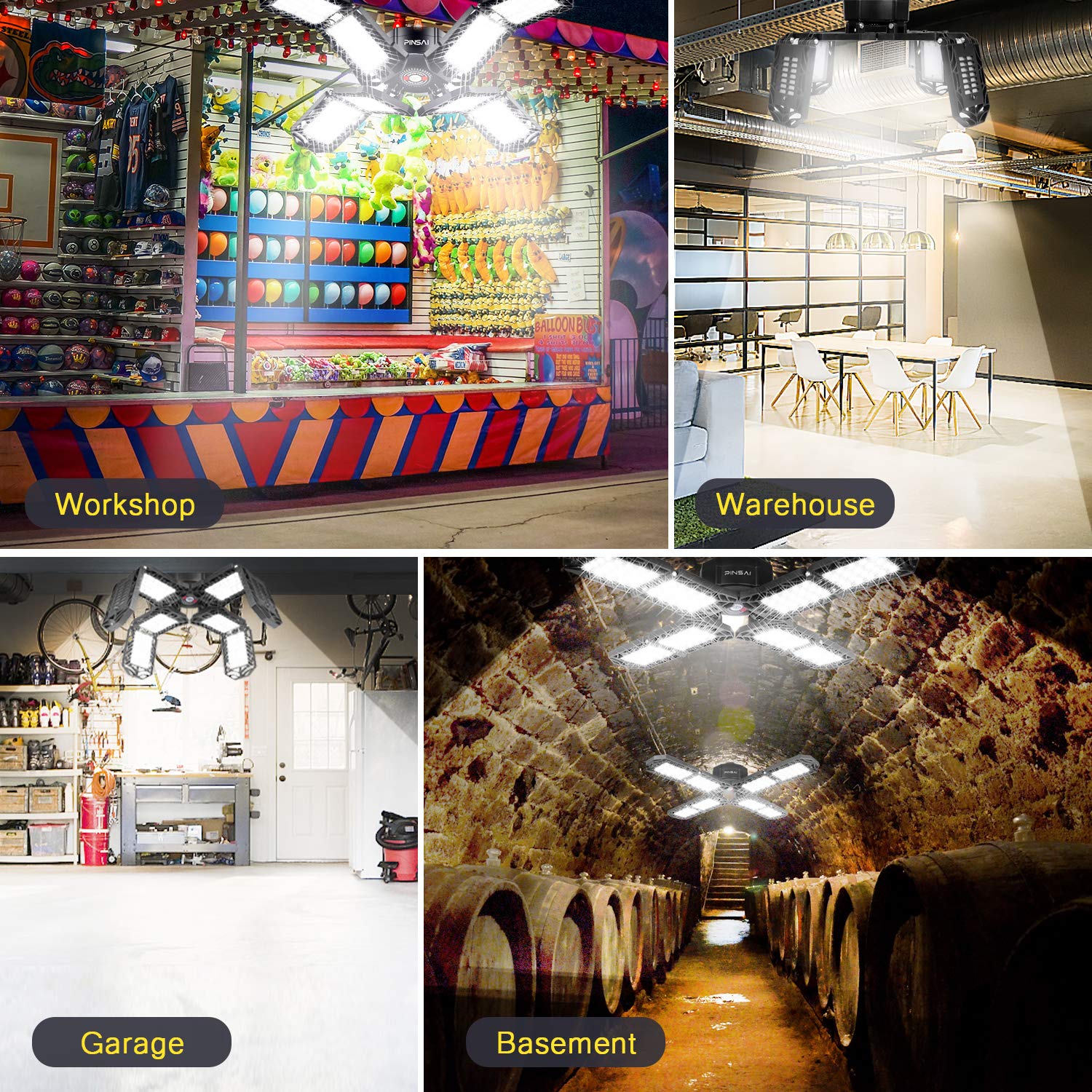 2 Pack Led Garage Light,Super Bright Screw In E26/E27 Ceiling Shop Work Lamp, 200W 20000 Lumen Deformable Basement Bulb Fixture