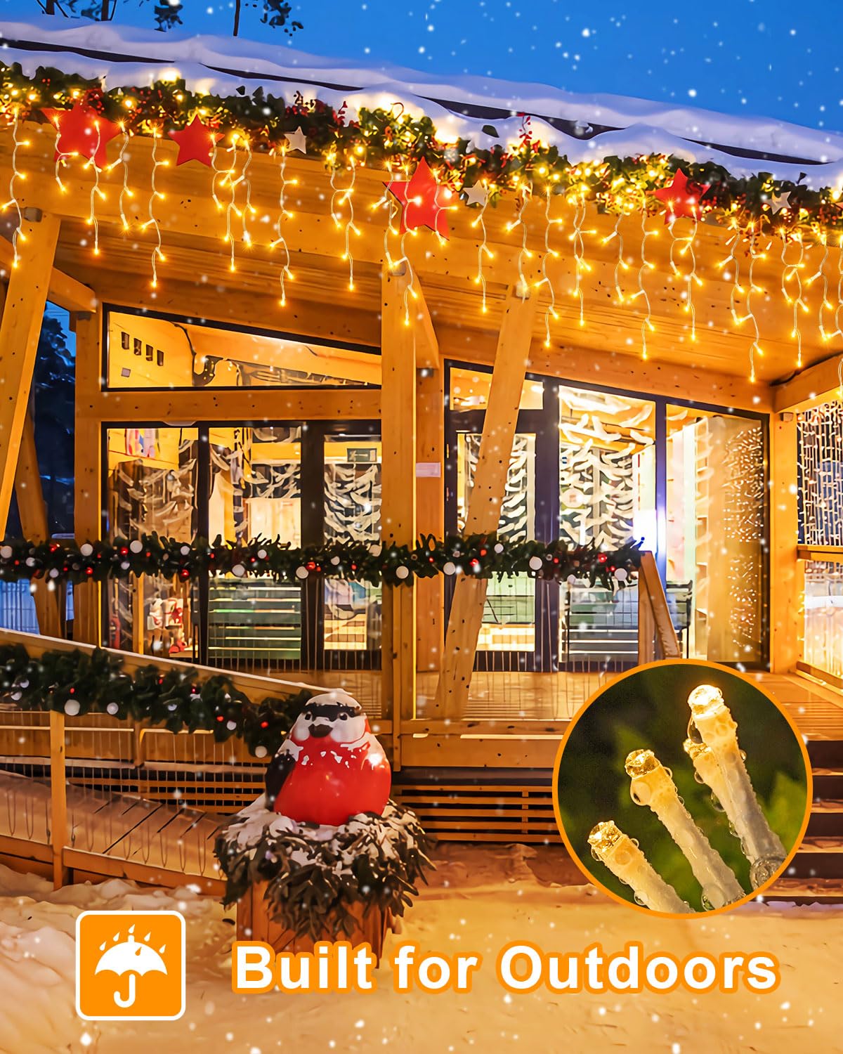 Christmas Lights Outdoor, 53 Ft 486 Led Christmas Light For Outside, Timer & Memory, Plug In 8 Modes Hanging Fairy Light With 10