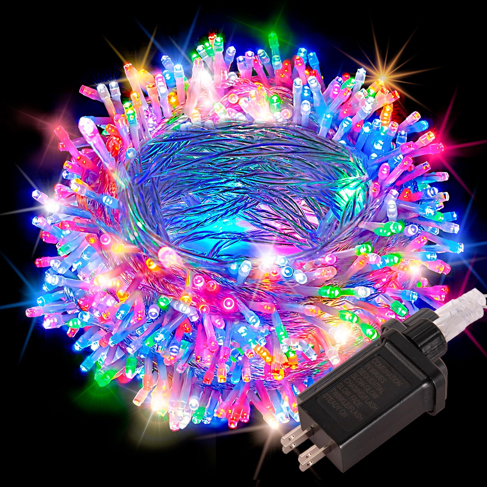 Etinga 200 LED String Lights 66ft Multicolor, Plug in Fairy Lights with 8 Modes, Indoor Outdoor Christmas Lights for Tree Bedroo