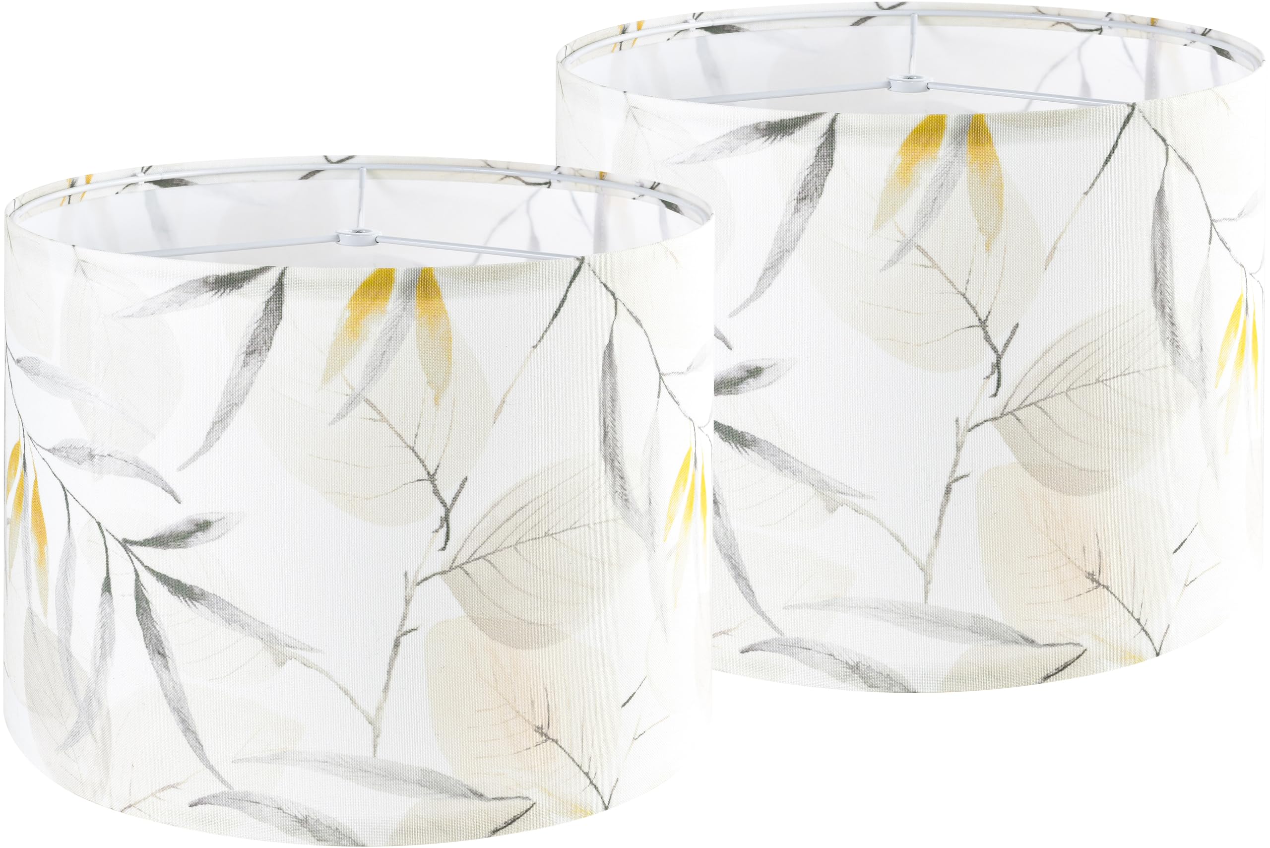 Set of 2 Large Drum Lampshades Printed Lamp Shades - 16'' x 16'' x 12'' - Ideal for Table & Floor Lamps Natural Linen- Hand Craf