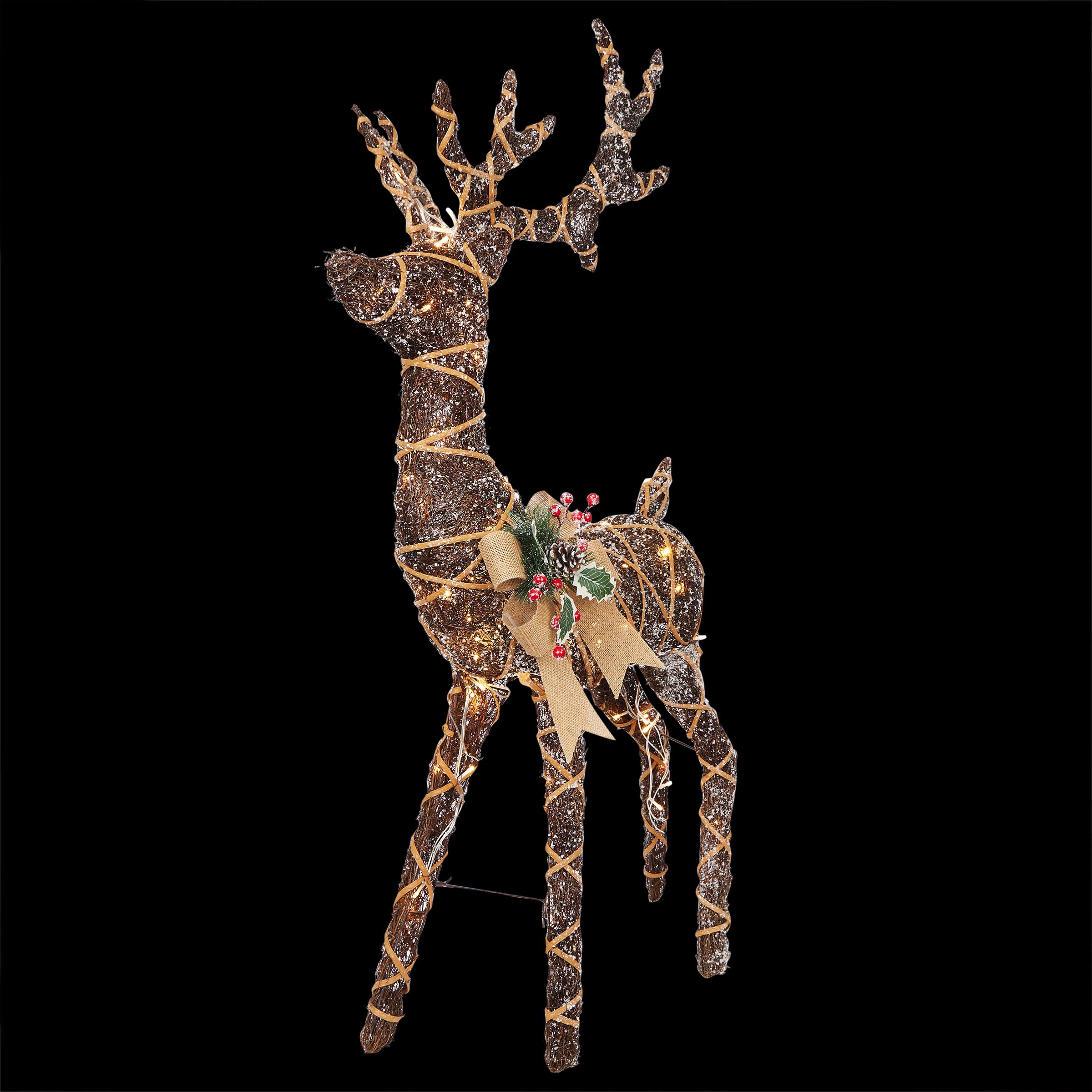 Alpine Corporation Twig Reindeer with Warm White LEDs, 48in H, Iron, Model CHT1052