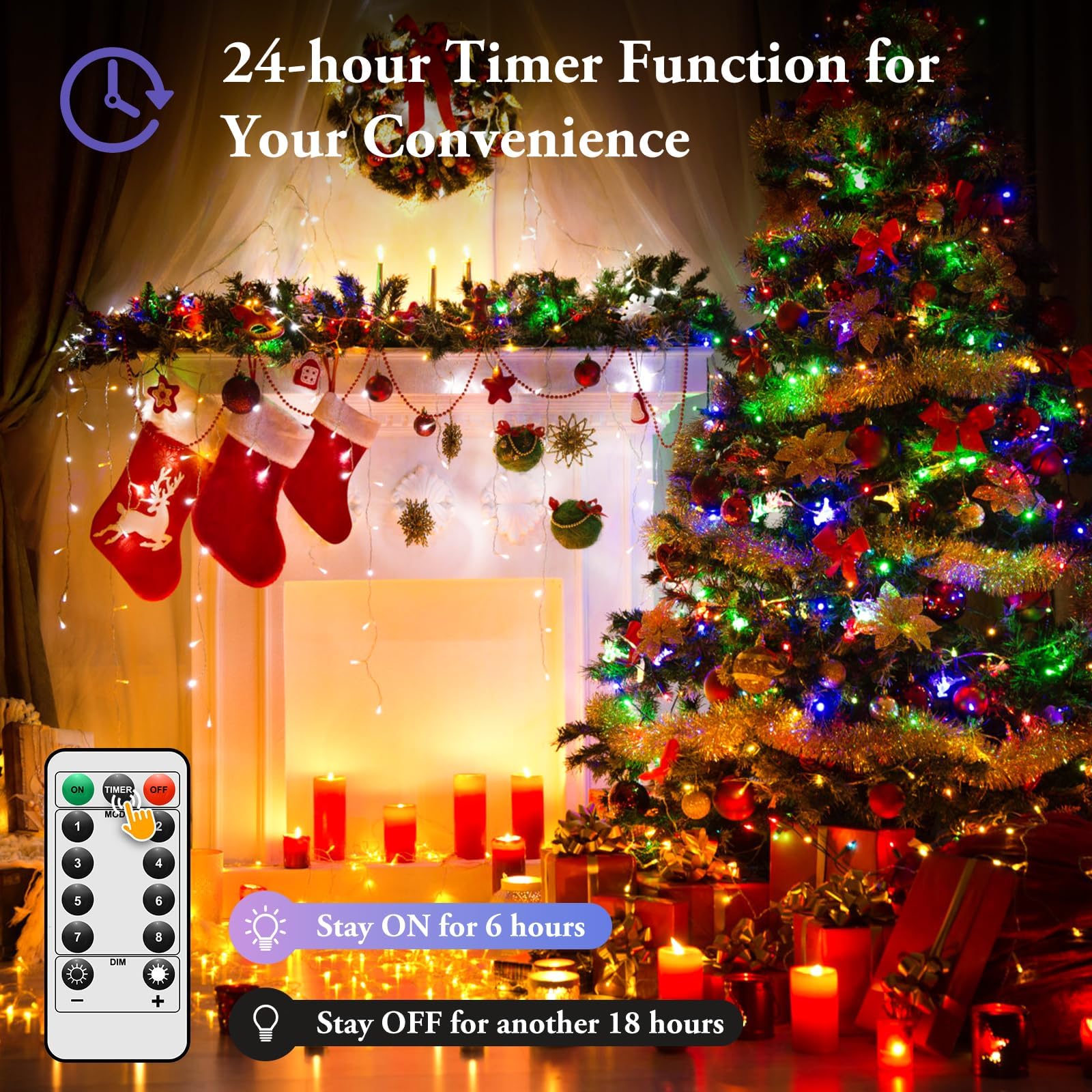 Lakumu 4-Pack 33Ft 100 Led Fairy Lights Battery Operated, Remote Control String Lights With Timer, 8 Modes Waterproof Outdoor Twinkle Lights For Bedroom Classroom Dorm Diy Christmas Party, Multicolor