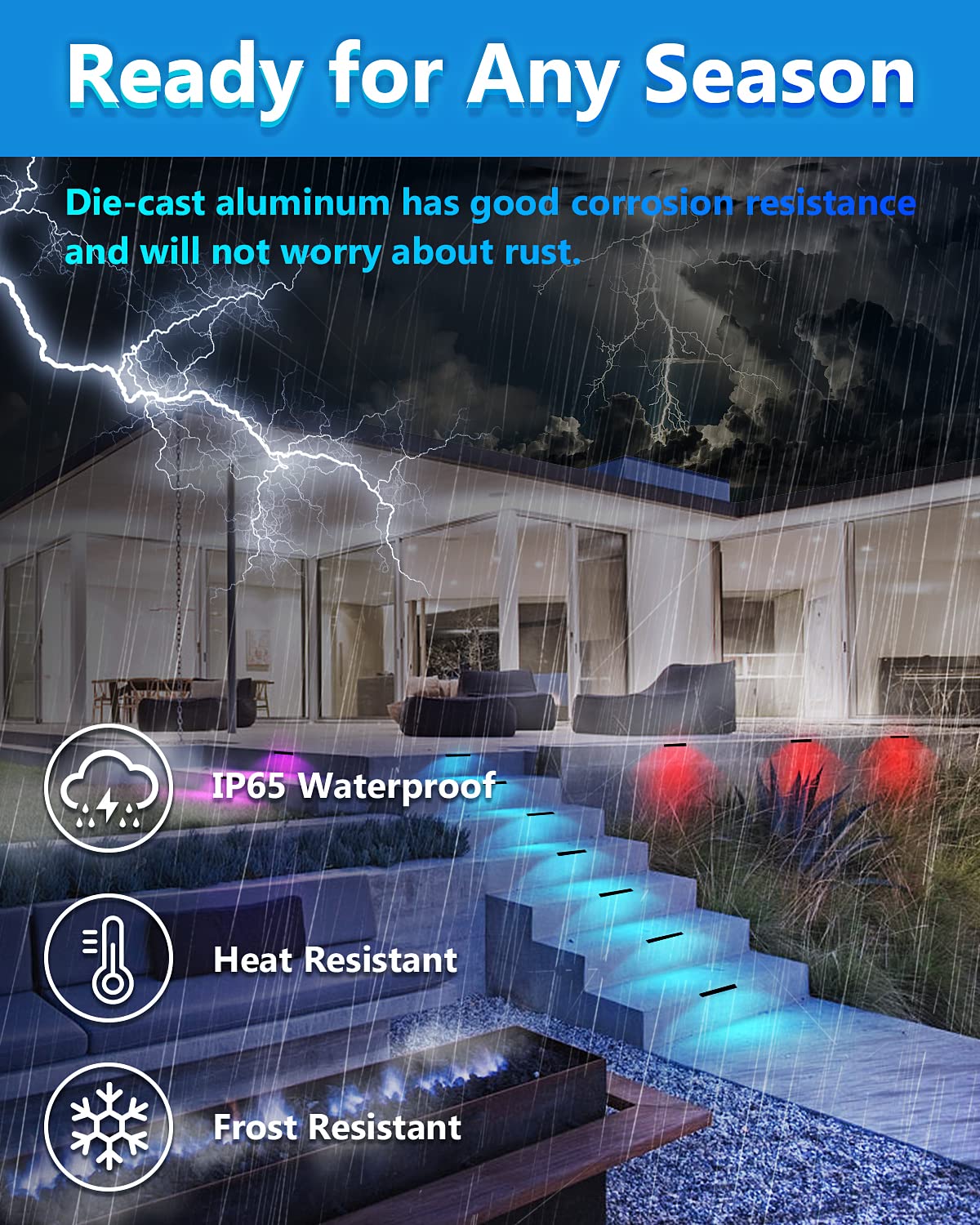 Teekuv 8 Pack 7 Inch RGB LED Hardscape Lighting, 5W Smart Retaining Wall Lights 16 Million Colors with Remote Control, IP65 Wate