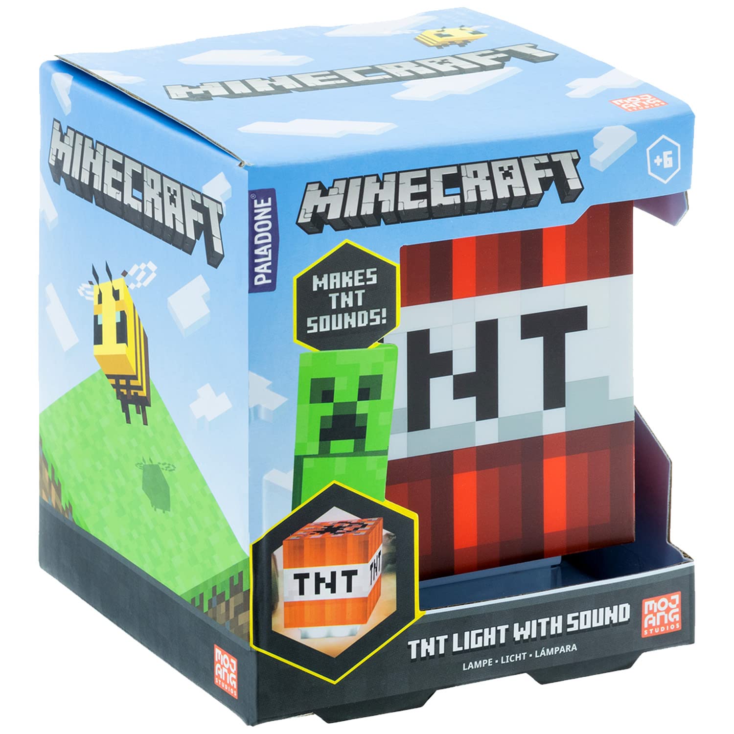 Paladone Minecraft TNT Light - Handheld Night Light with Official Sounds, Multicolor, Model PP8080MCF, Fun Toy for Kids & Room Decor