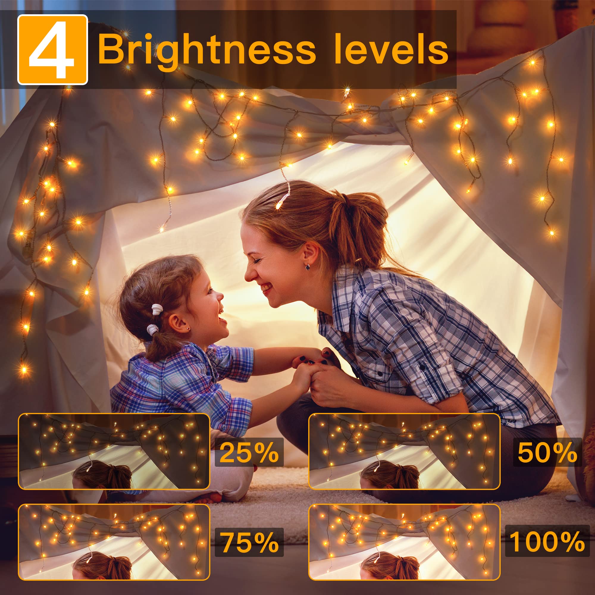Ollny Icicle Lights Outdoor 594 Led Warm White, Waterproof, 49Ft With Remote, 8 Modes, Model Hg-29V594Bc