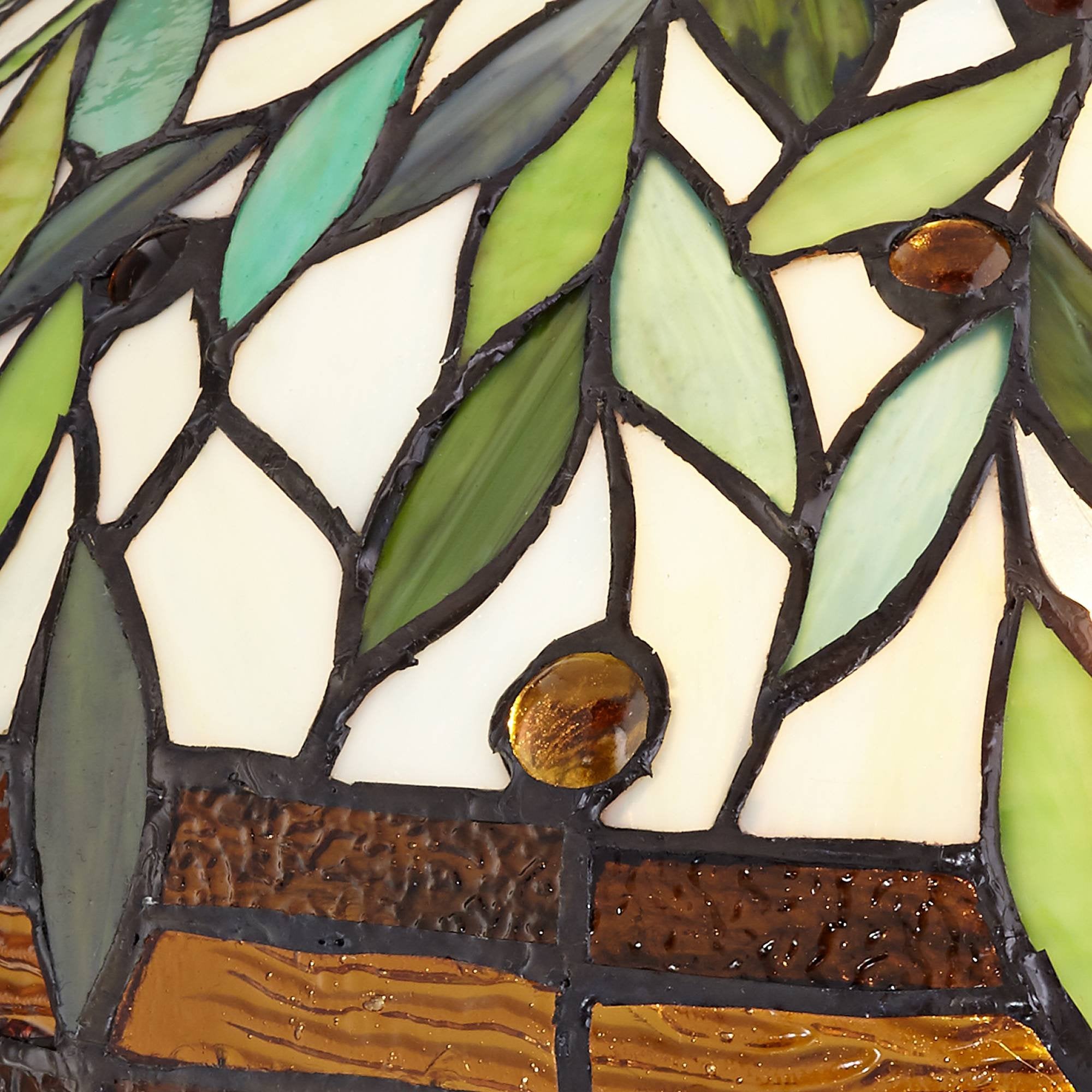 Robert Louis Tiffany Table Lamp - 26" High, Antique Glass Shade, Green Leaf and Vine Design, Ideal for Living Room or Bedroom, Model 7Y689