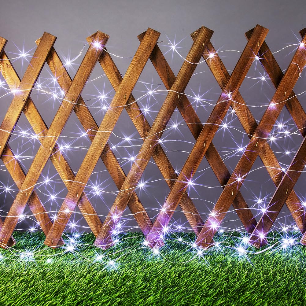 PCORES 100FT Fairy Lights 300 LED Cool White Silver Wire Remote Control Indoor Outdoor Plug in String Lights for Bedroom Living