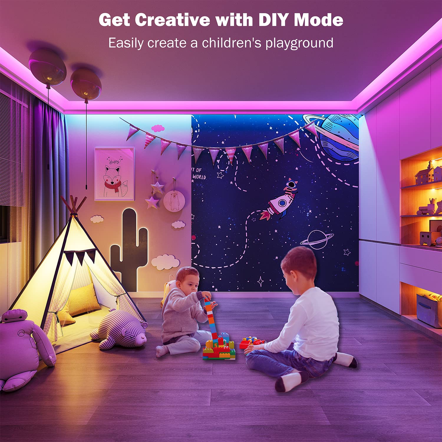 Leeleberd 50ft LED Strip Lights - Bluetooth RGB Color Changing, Remote Control, Multicolor, Plastic, Model T-100 for Home Decoration