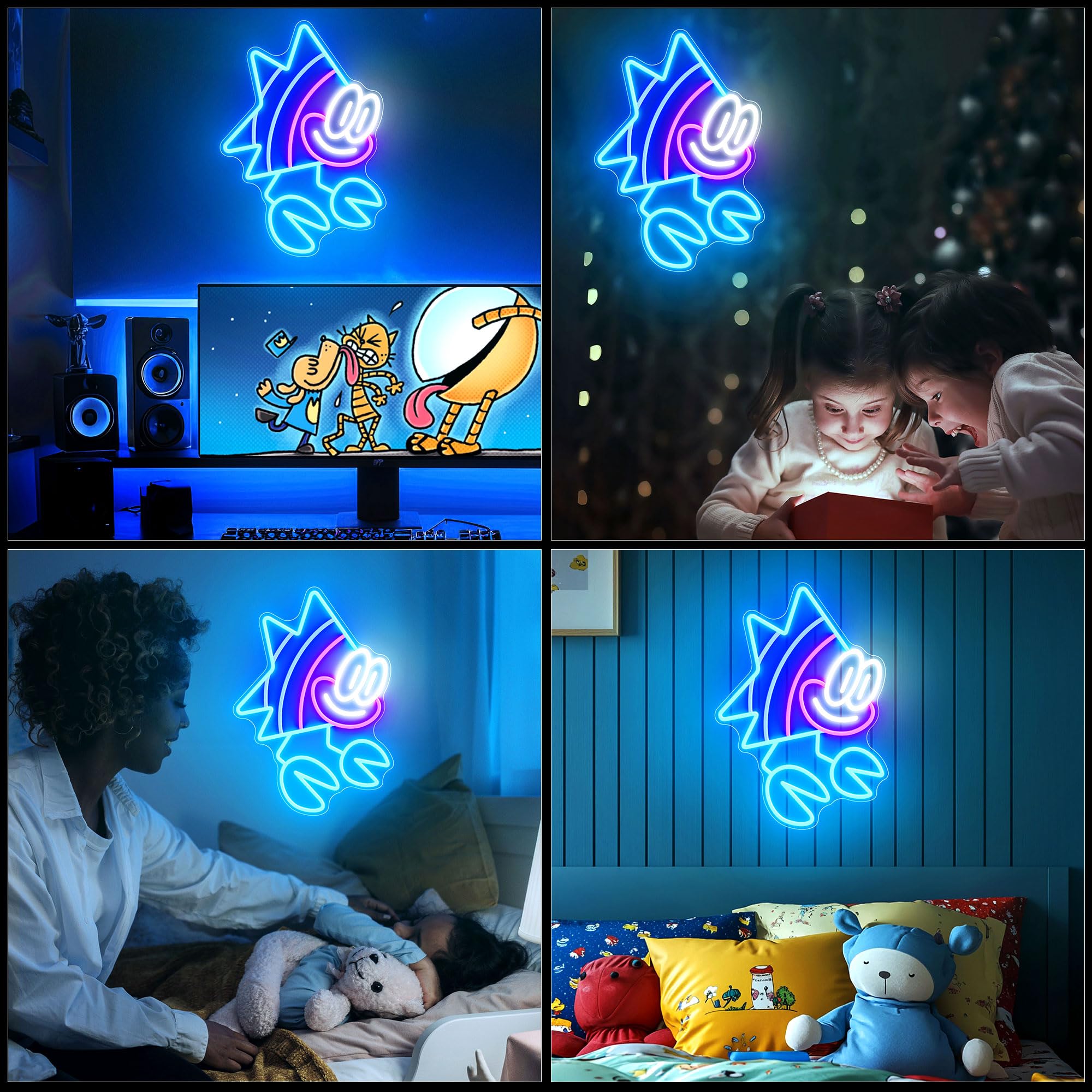 Officially Licensed Dog Man Flippy Led Neon Sign - Vibrant Kids Bedroom & Game Room Wall Decor  Safe Movie-Themed Gift For Fans Christmas/Birthday (14.8X10.5 Inches)