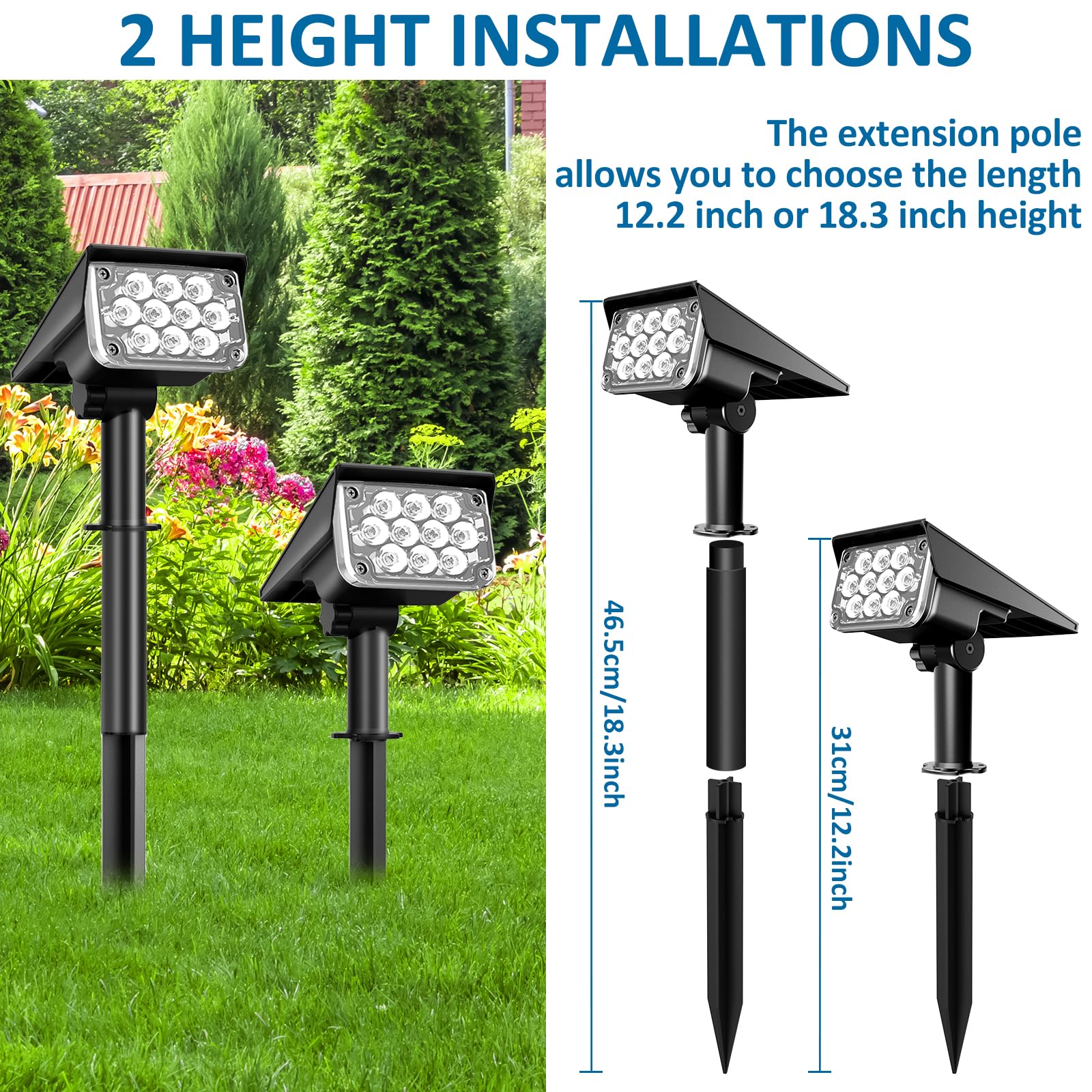T-SUNUS Green Solar Spot Lights Outdoor, Waterproof IP65, Dusk to Dawn, 4 Pack