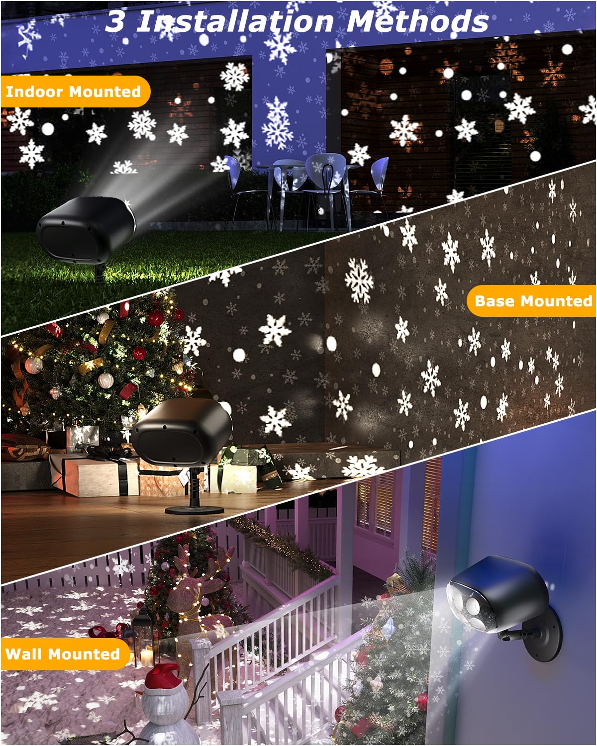 Snowflake Projector Lights With Remote, Timer, Dimmer, Ip65 Waterproof?Christmas Projector Lights Outdoor, 270 Rotation Christma