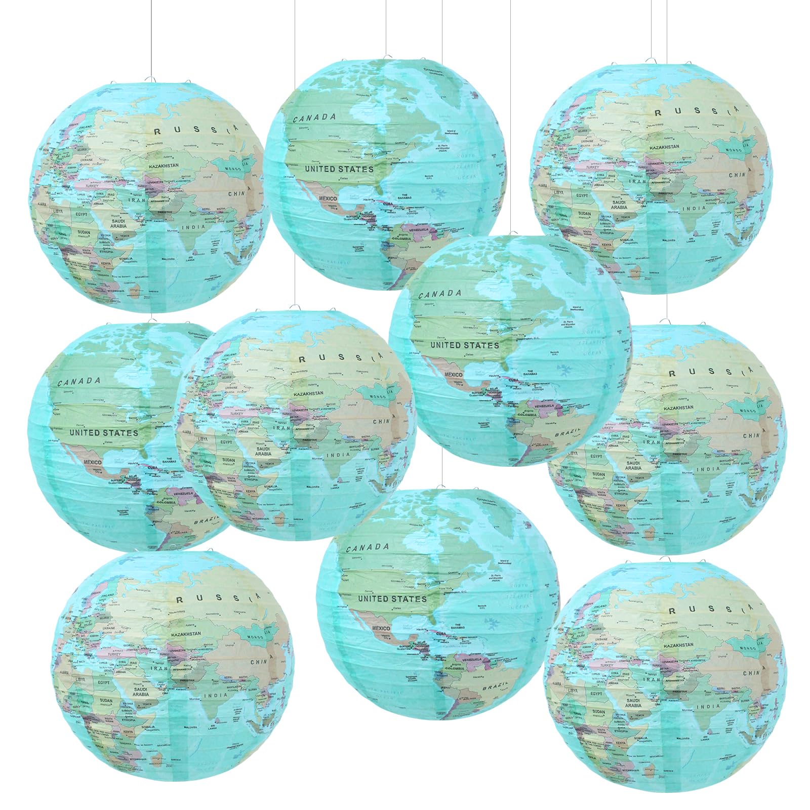 Yunxuan World Globe Paper Lanterns Party Decorations Around The World Earth Day Travel Themed Party Back To School Decorations W