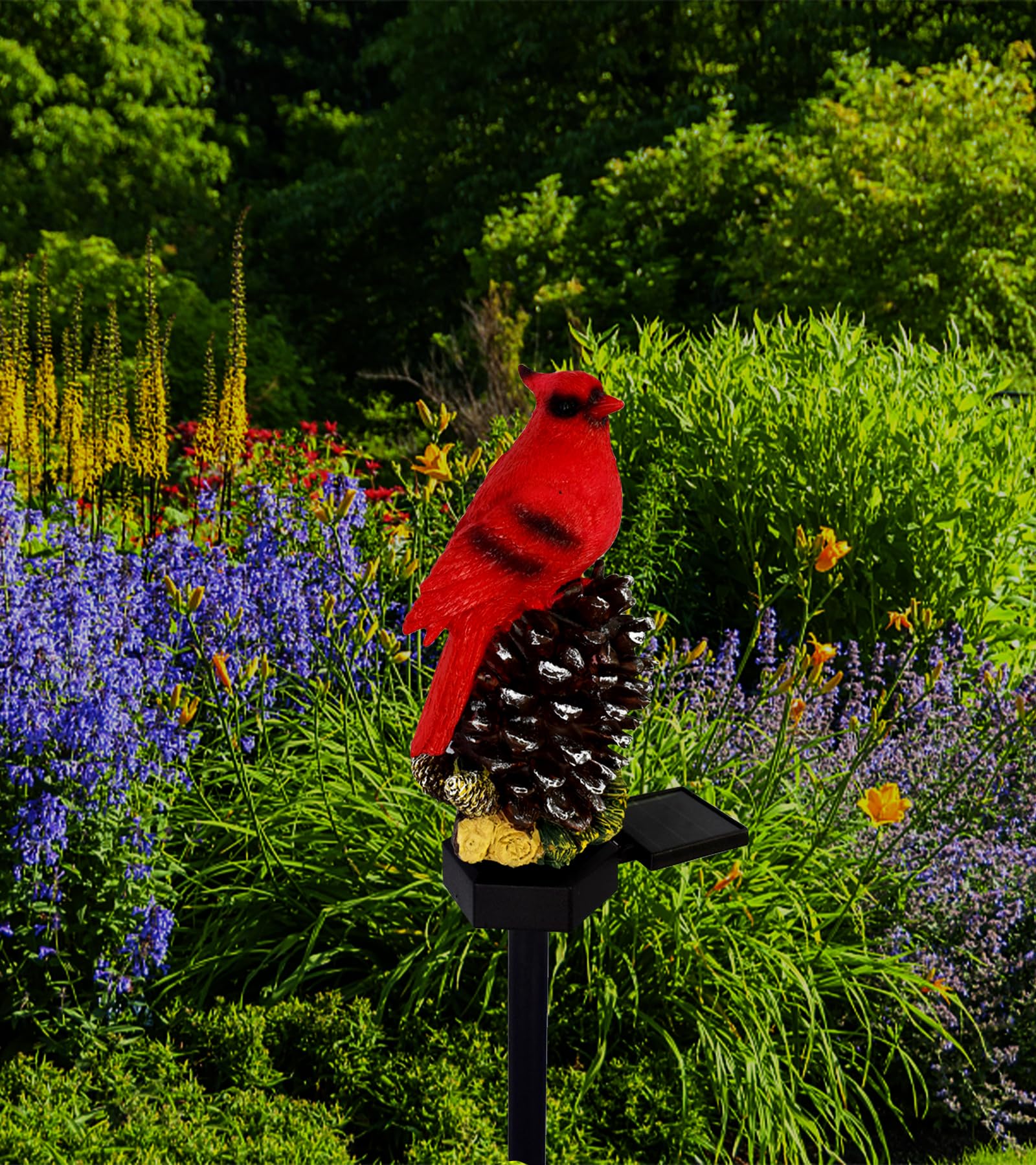 Laiamer Cardinal Decor Cardinal Gifts, Cardinal Solar Garden Decor Waterproof Red Bird Figurine Solar Stake Lights For Outside O