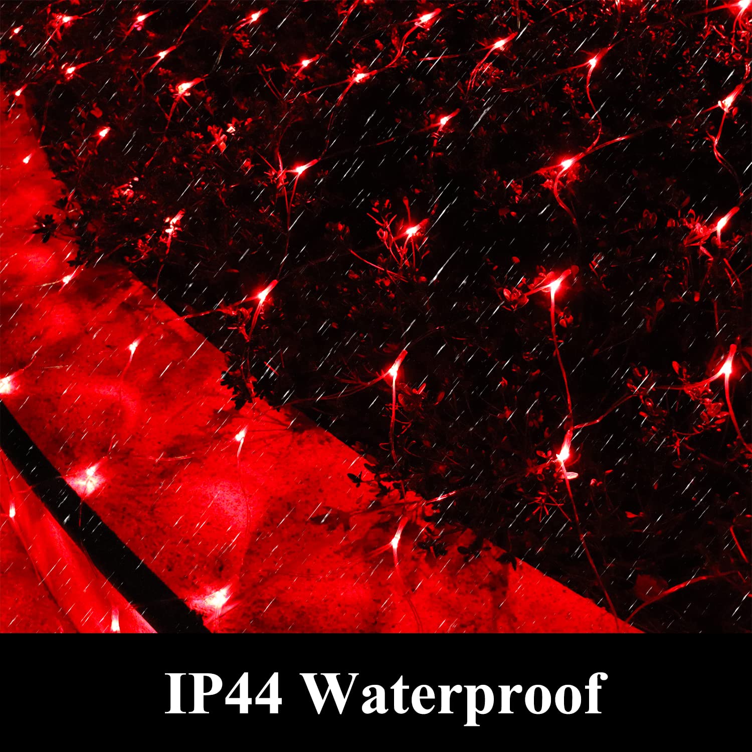 Vicila Net Light Outdoor Mesh Christmas Decorations  100Led String Light Plug In Connectable Tree Warp Hanging 5Ft X 5Ft For Halloween  Shrubs  Lawn  Backyard  Walkway  Bushes  Garden Decor-Red