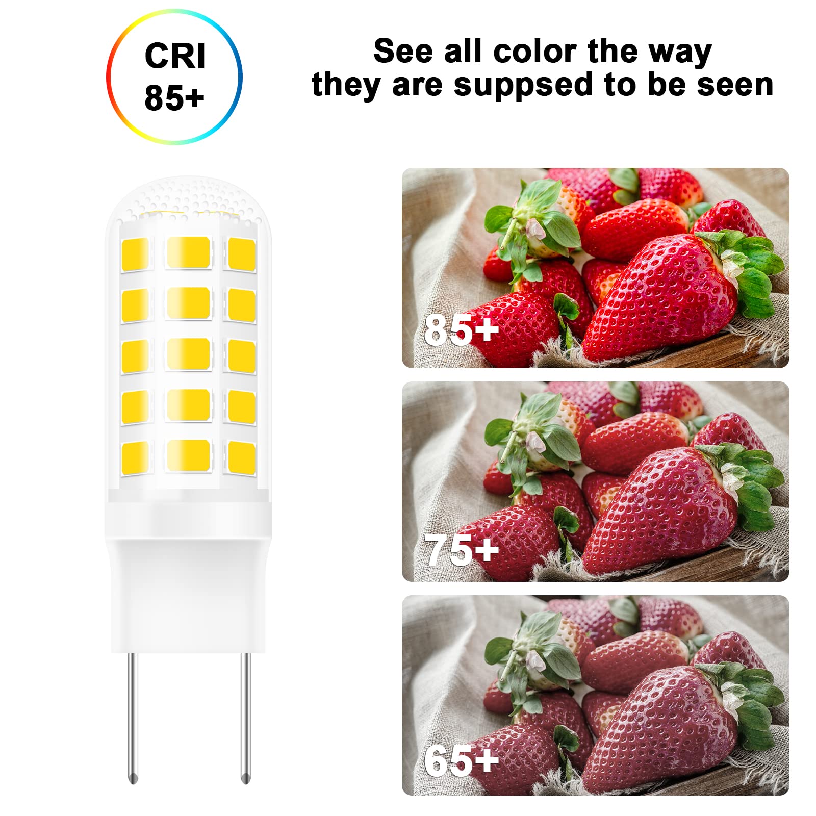 Gaormii G8 LED Bulb, 35W Halogen Equivalent, Dimmable, Warm White, T4 JCD Bi-Pin, 4W 360LM, 6 Pack