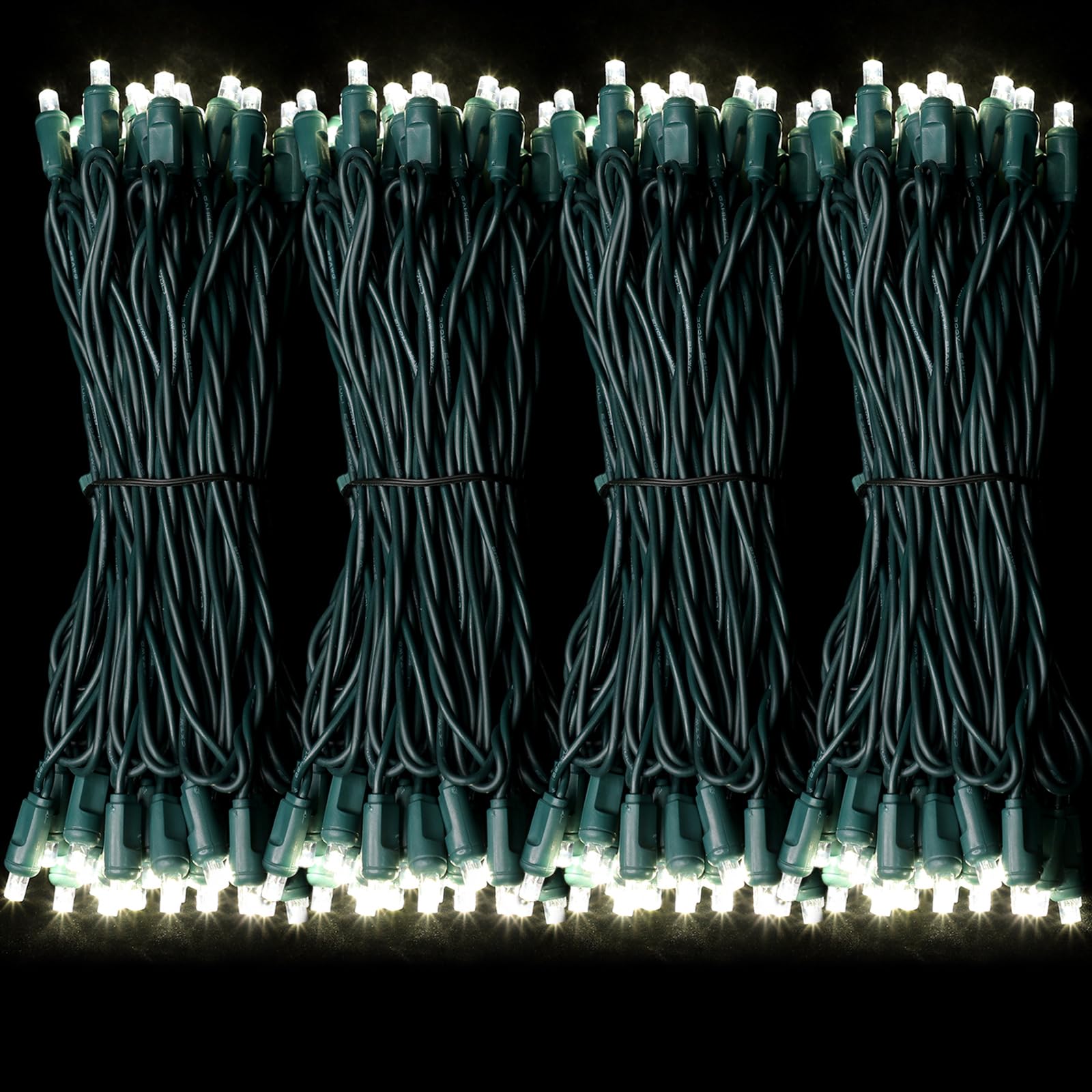 Lamphome 50Led String Lights,Led Christmas Lights,6" Spacing,Green Wire,White Colour,Commercial Grade