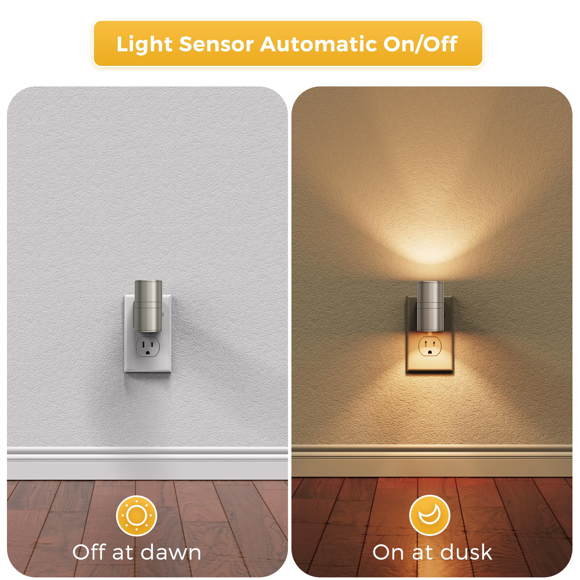 L LOHAS LED Night Light, Dimmable Metal Shade, Soft White 3000K, 2 Pack, Matte Sand Nickel, Model GY060US-02-NK-2