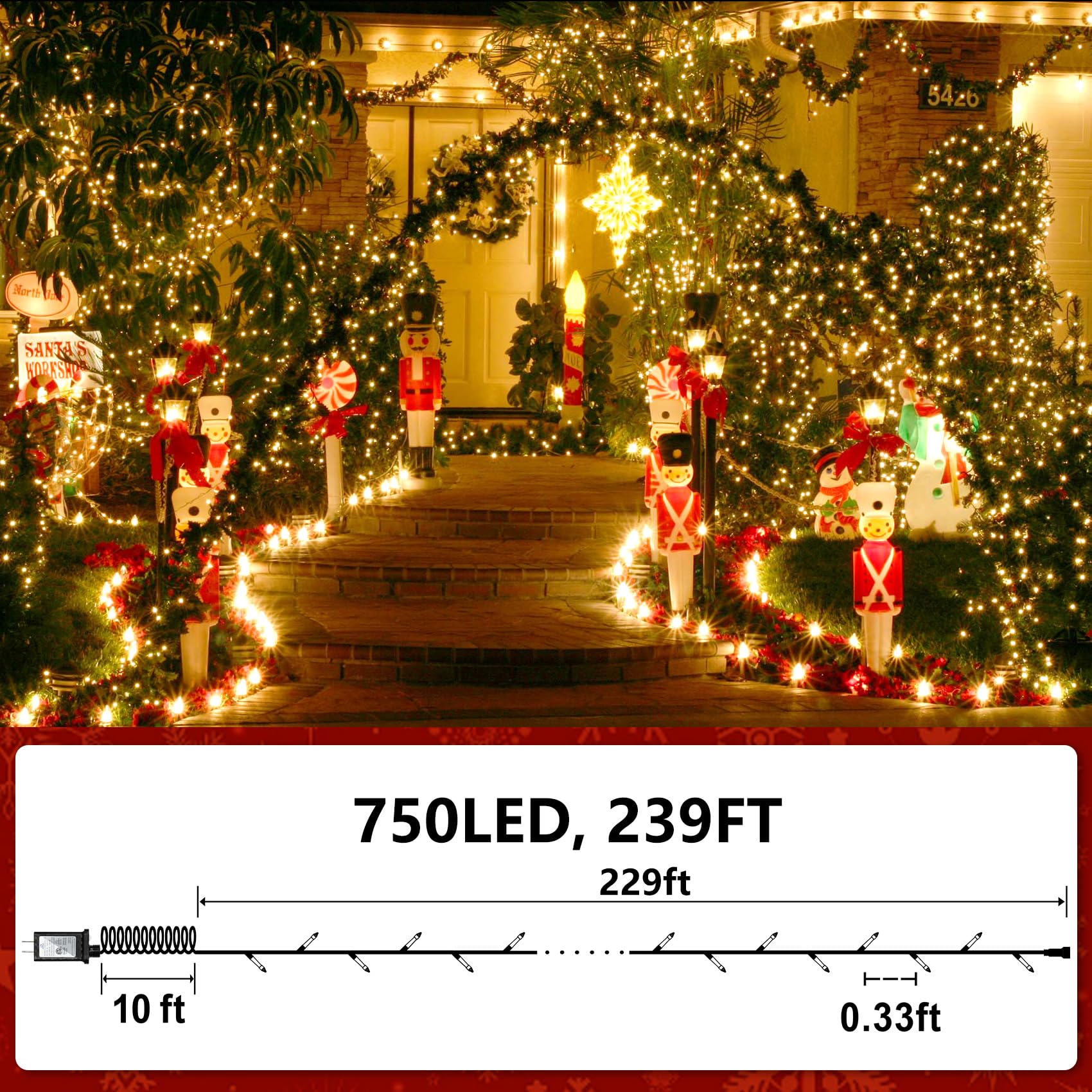 750 Led 240Ft Christmas String Lights Outdoor With 12 Lighting Modes  Green Wire Christmas Lights With Timer & Dimmable  Waterproof Plug In Fairy Lights For Room Party Home Patio Xmas  Warm White