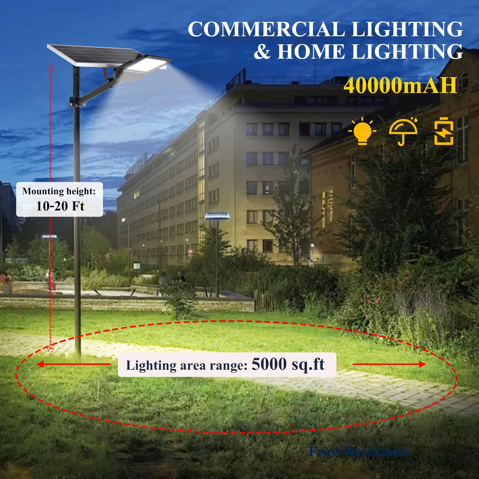 QMXINEYU 8000W Solar Street Lights Outdoor - 6500K Solar Lights Outdoor Waterproof Dusk to Dawn, High Brightness Street Light So