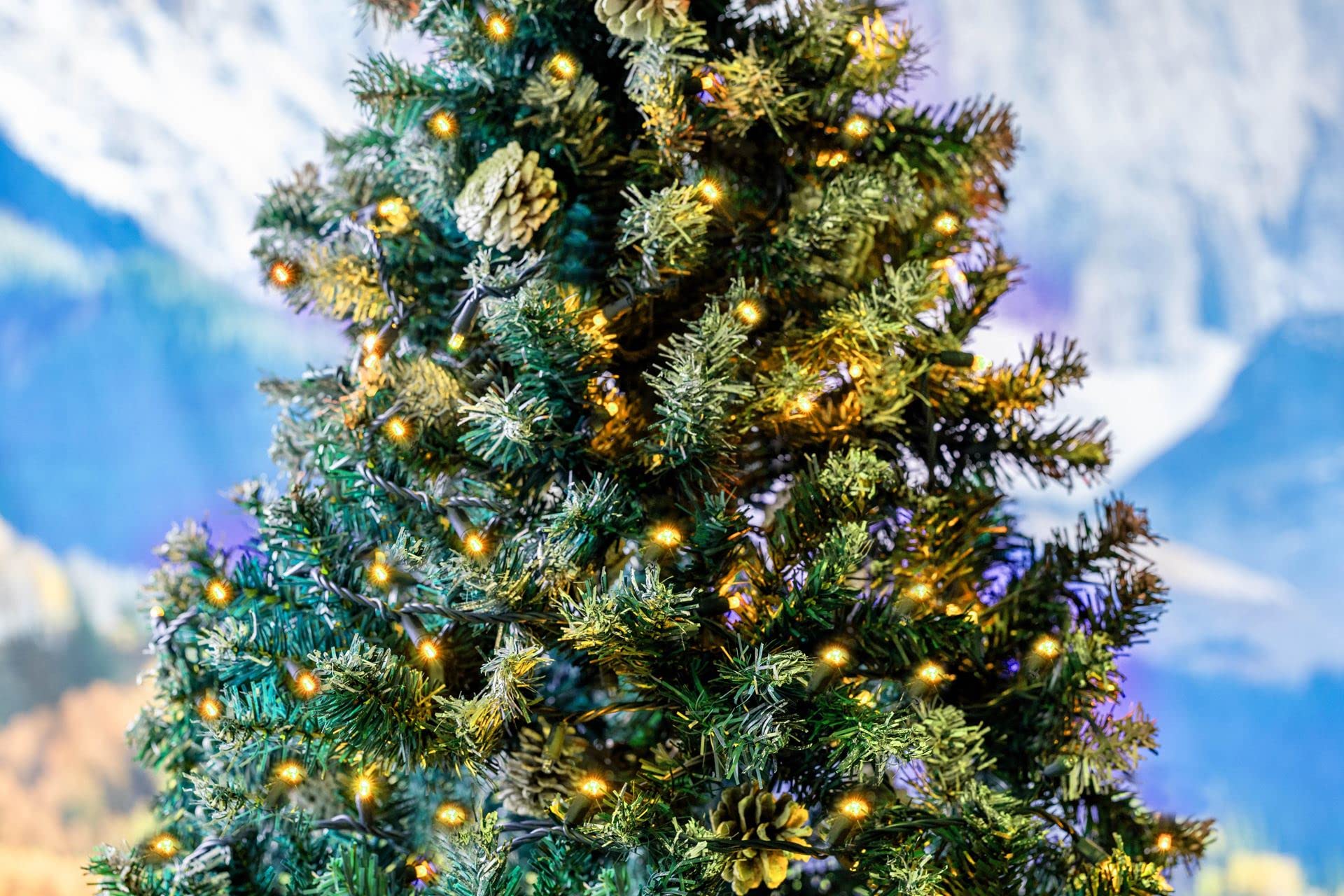 Novelty Lights 25ft 50 LED Yellow Christmas String Lights, Dimmable, Connectable, Brown Wire, UL Listed, IP55