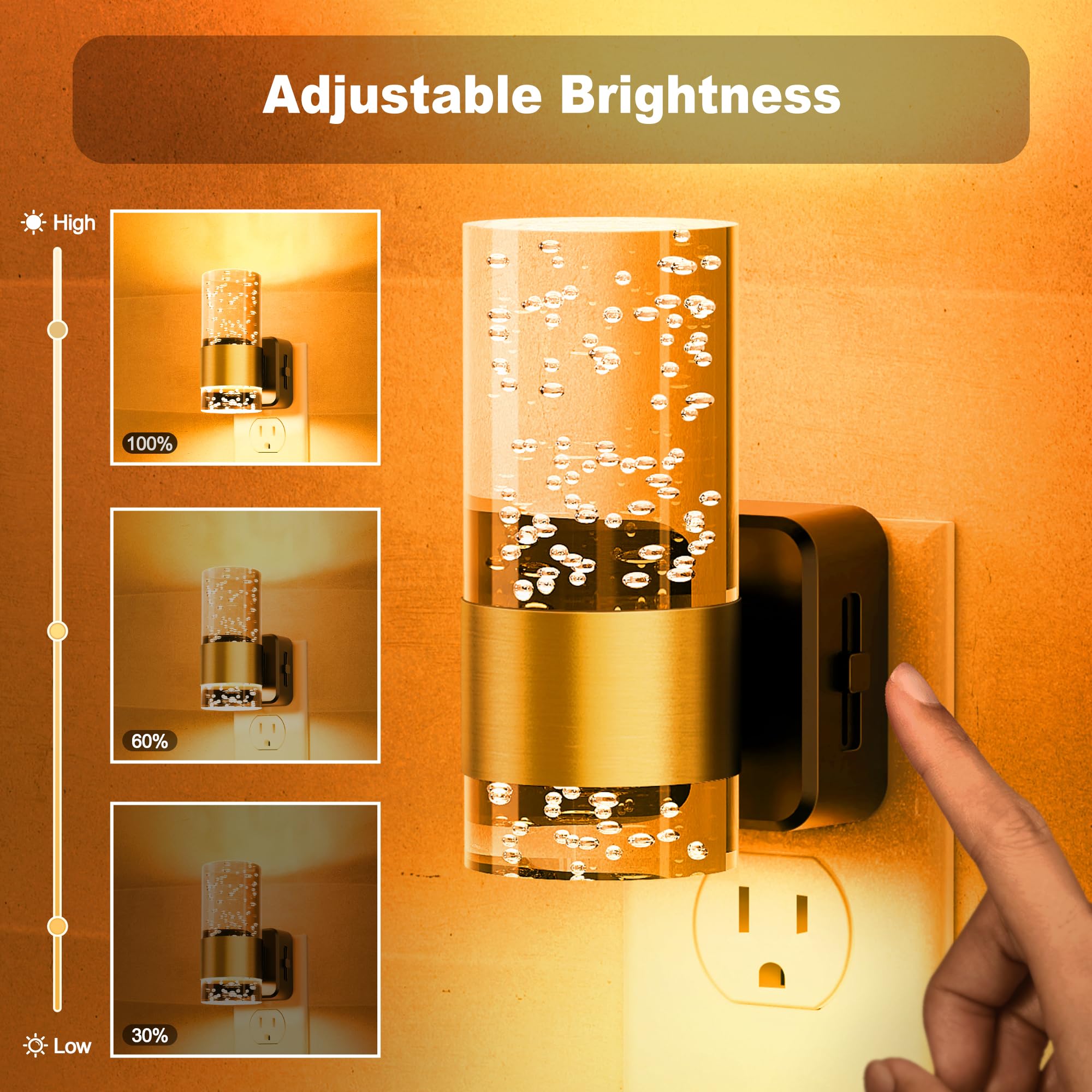 Jandcase Night Light, Automatic Night Lights Plug Into Wall, 2 Pack Dimmable Led Night Light With Adjustable Brightness, Night L