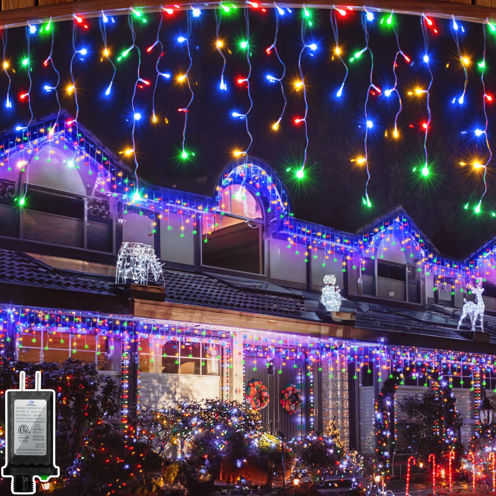 132FT 1332 LED Outdoor Christmas Lights - 296 Ice Drops  12 Pro Modes with Timer Memory & Brightness  Waterproof Hanging Ice String Light for Holiday Wedding Garden Fence House Decor (Multicolor)
