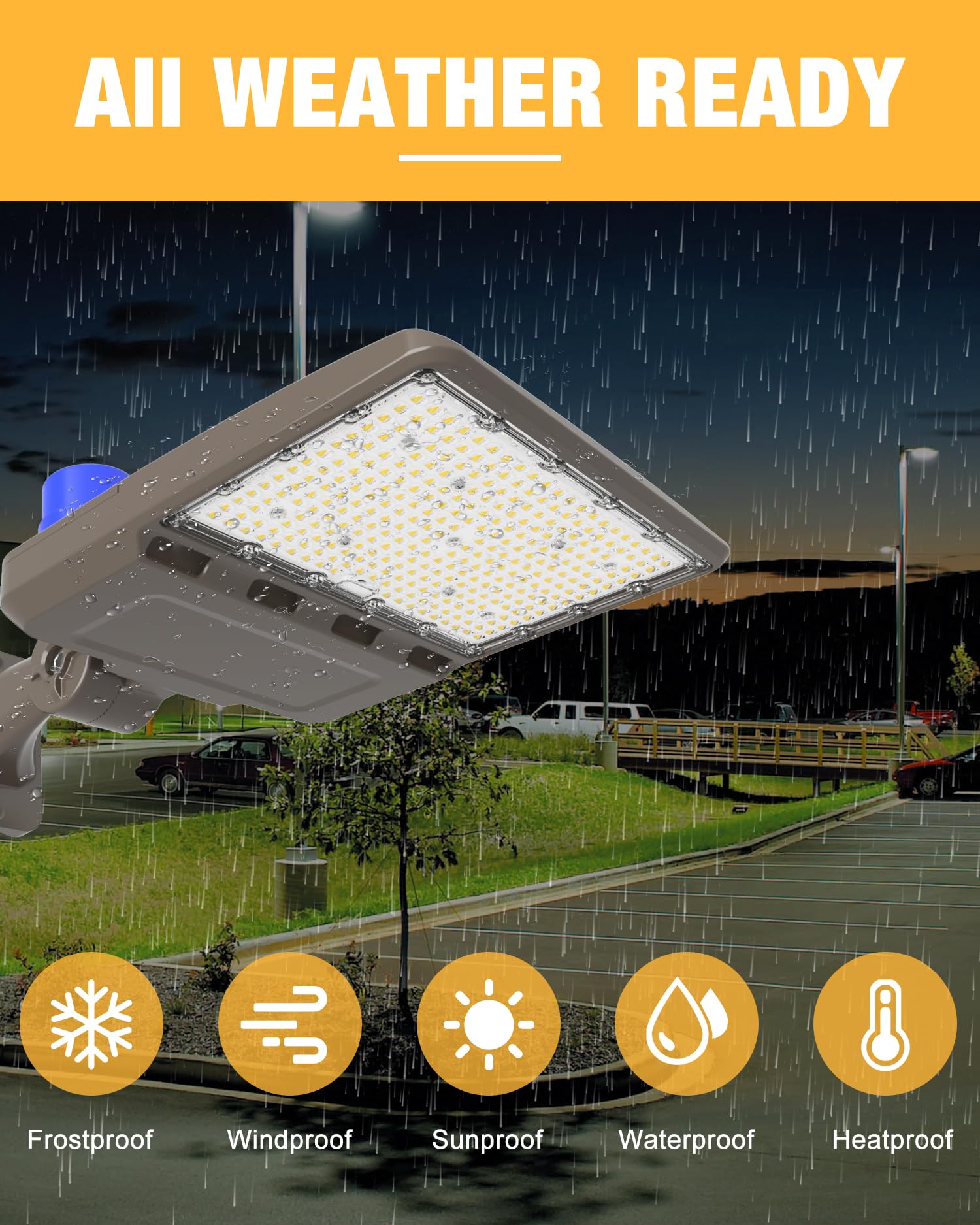 JC-LGL 150W LED Parking Lot Light, 21000LM, IP65 Waterproof, Arm Mount, 5000K Daylight, Bronze Finish
