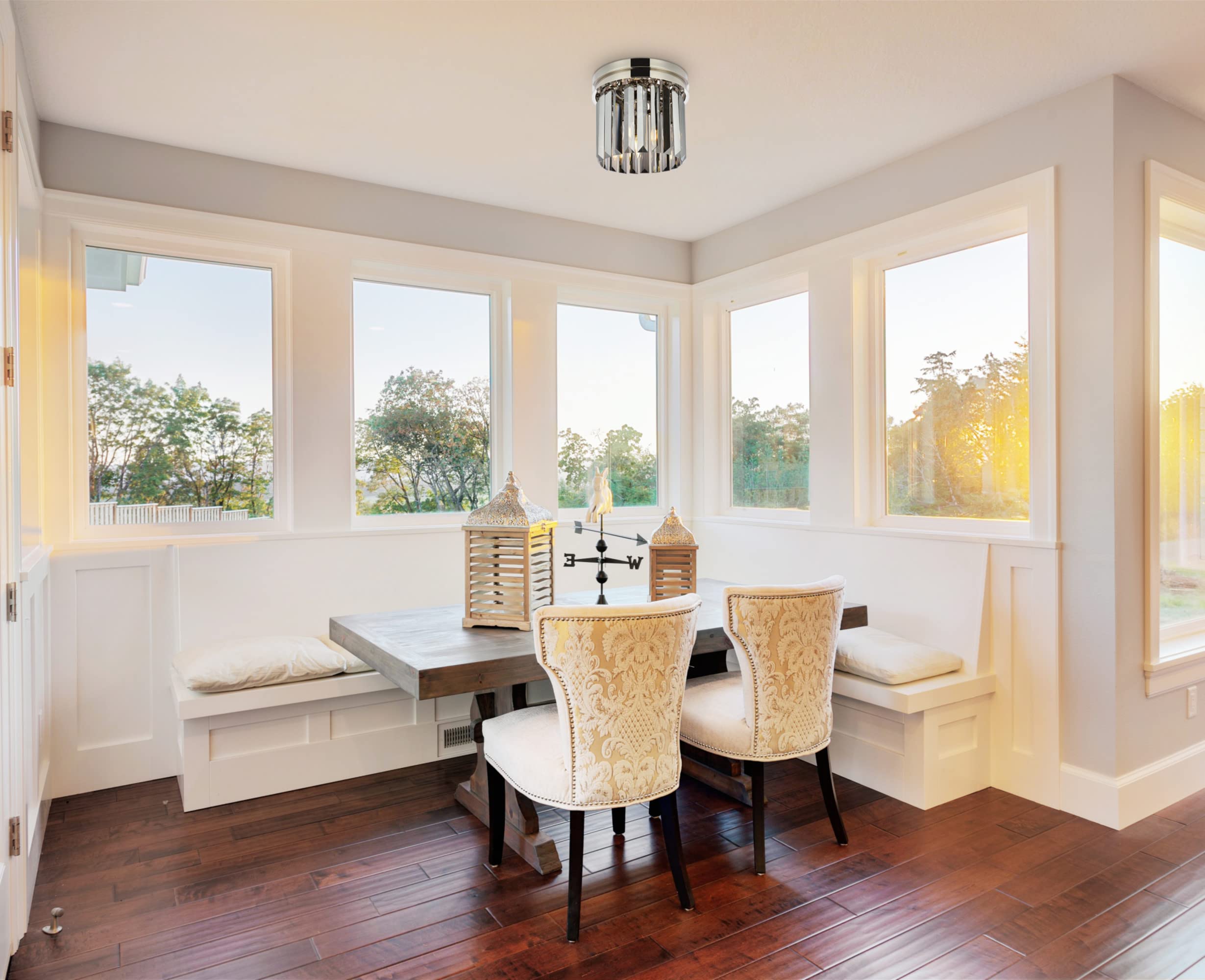 Urban Classics Sydney 3-Light Flush Mount Light Fixture, Matte Black & Silver, Metal