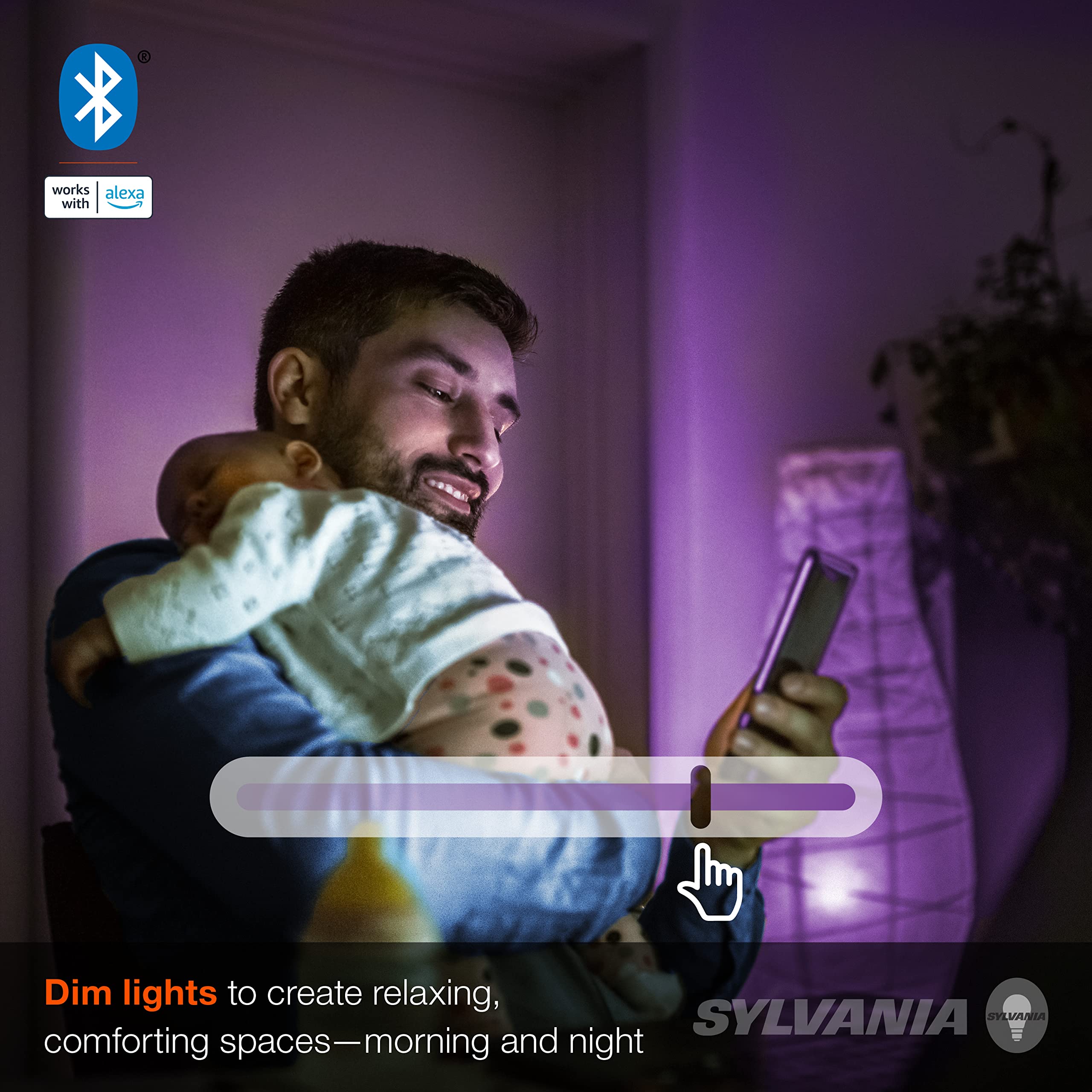 Sylvania Smart Light Bulb, Bluetooth Mesh Led Bulb, Compatible With Alexa & Google Home, A19, 60W Equivalent, E26, Rgbw Full Col