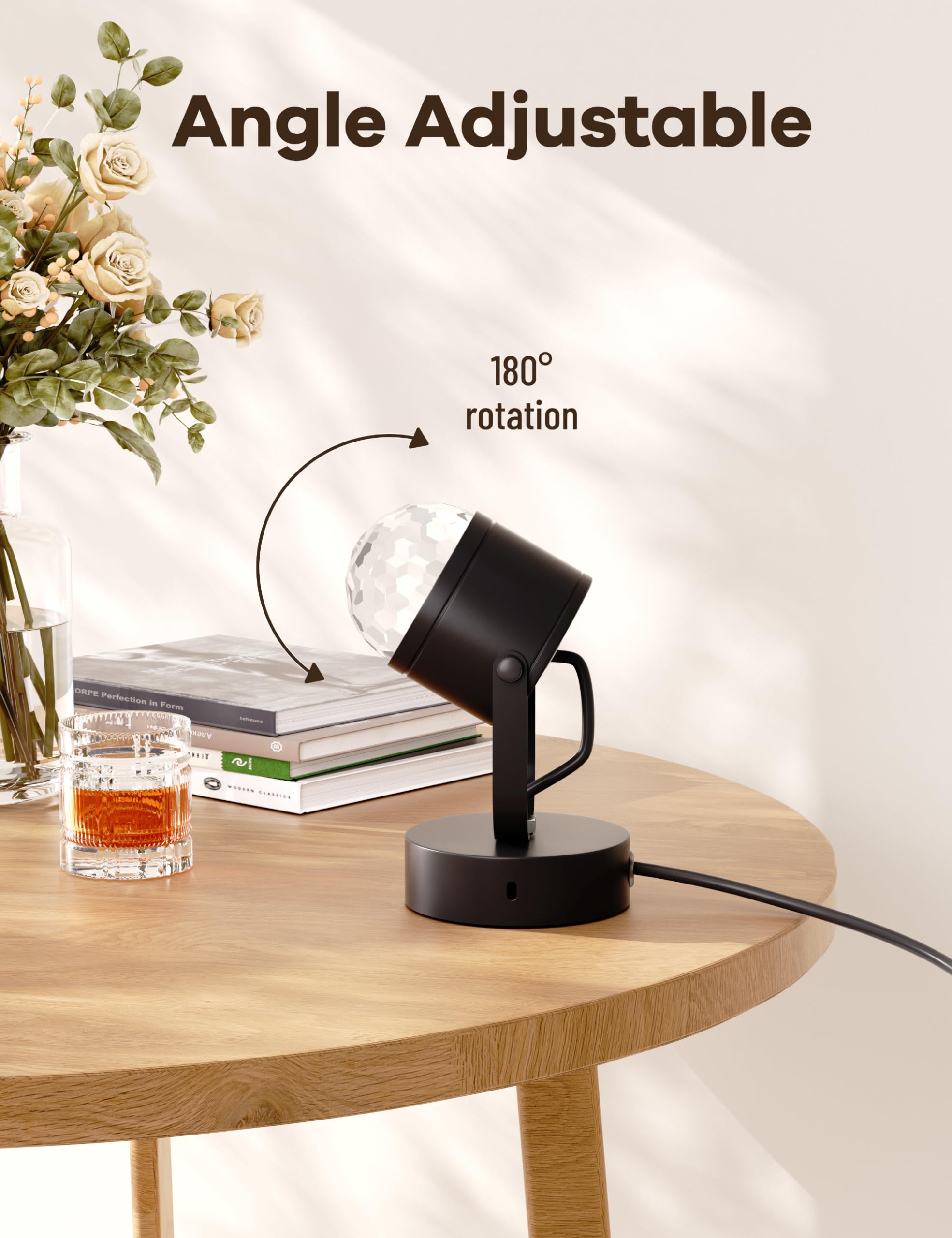 Joyzy Ocean Wave Table Lamp, Color Changing Ambient Light, Aluminum, Model TL0003, Black