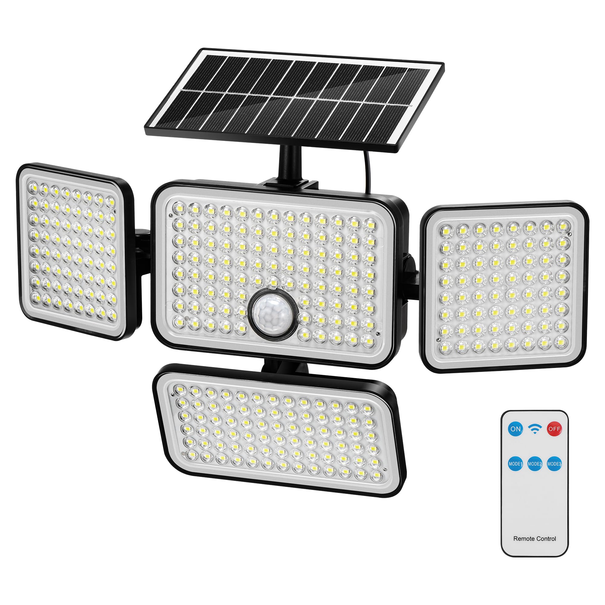 LUMLLSAJI Solar Motion Light, 3000 Lumen, 6500K, Remote Control, IP65 Waterproof, 1 Pack, White, Model: Solar Outside Light