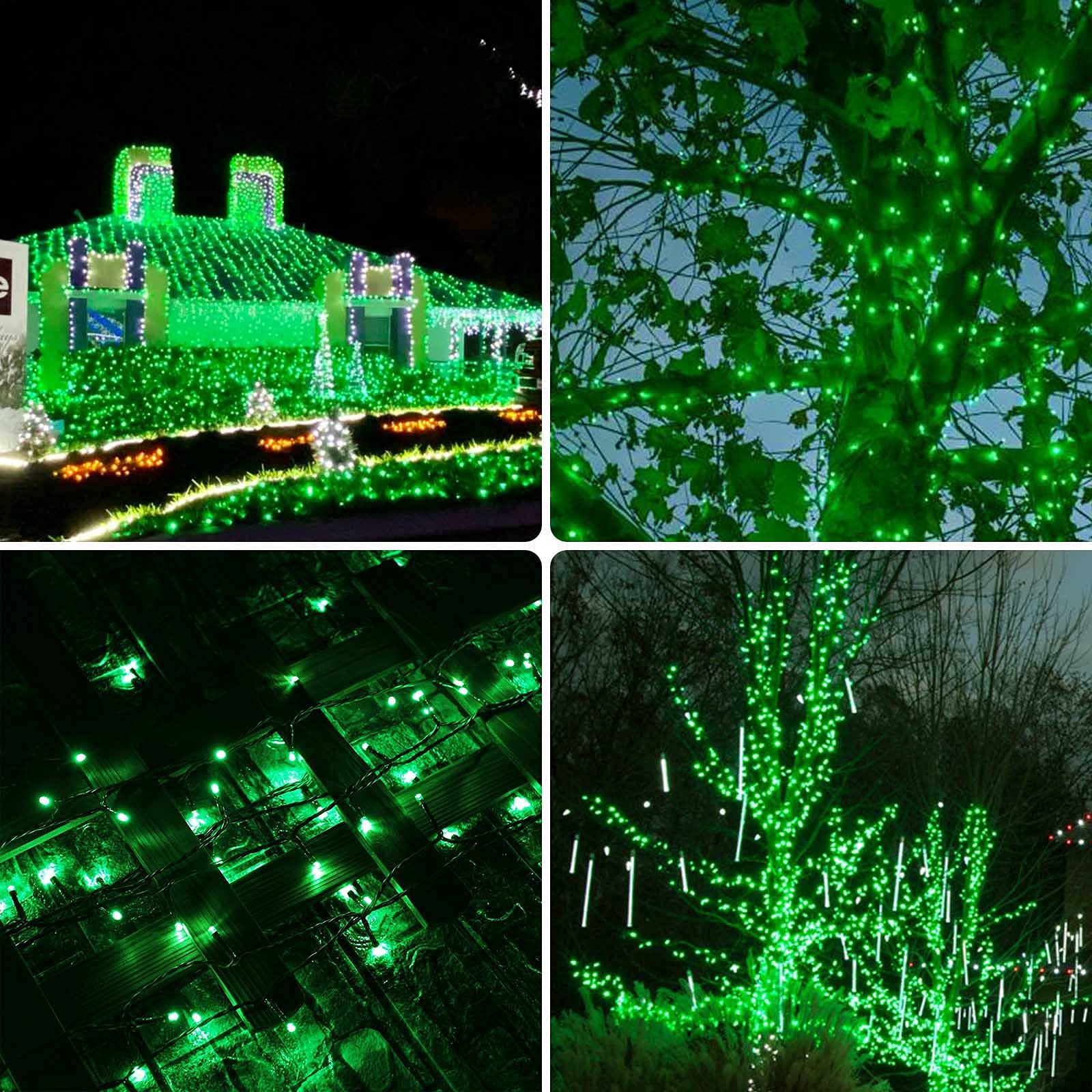 YIQU 200 LED Christmas String Lights, Green Wire, 8 Modes, Indoor/Outdoor, Model MLS-D29V6WUC-O