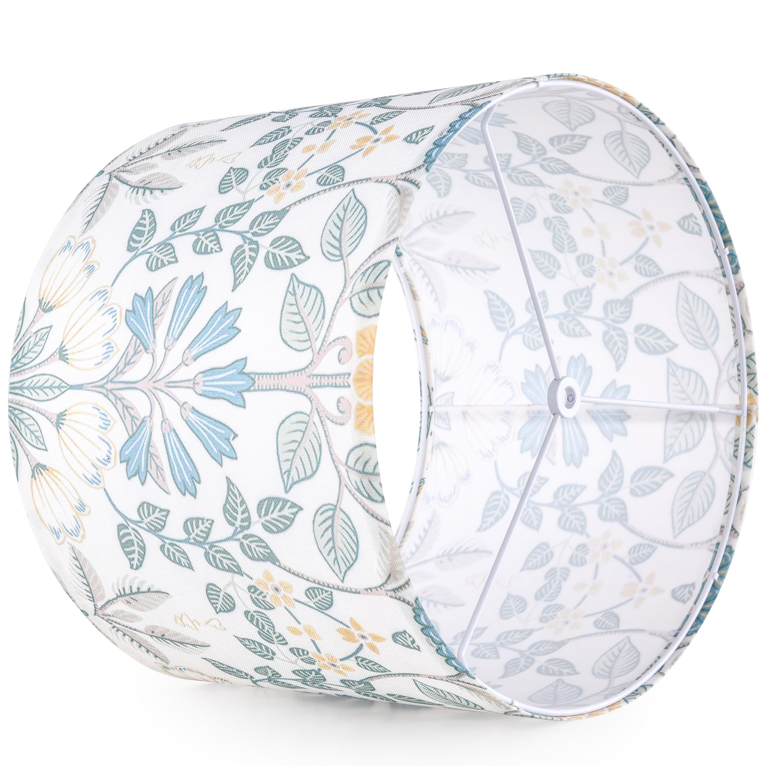 Goso 1Pcs Medium Lampshade Polyester Fiber Printing Plants Drum Lamp Shade For Tablelamp,Floor Lamps,Diy Pendant Light,Wall Hang