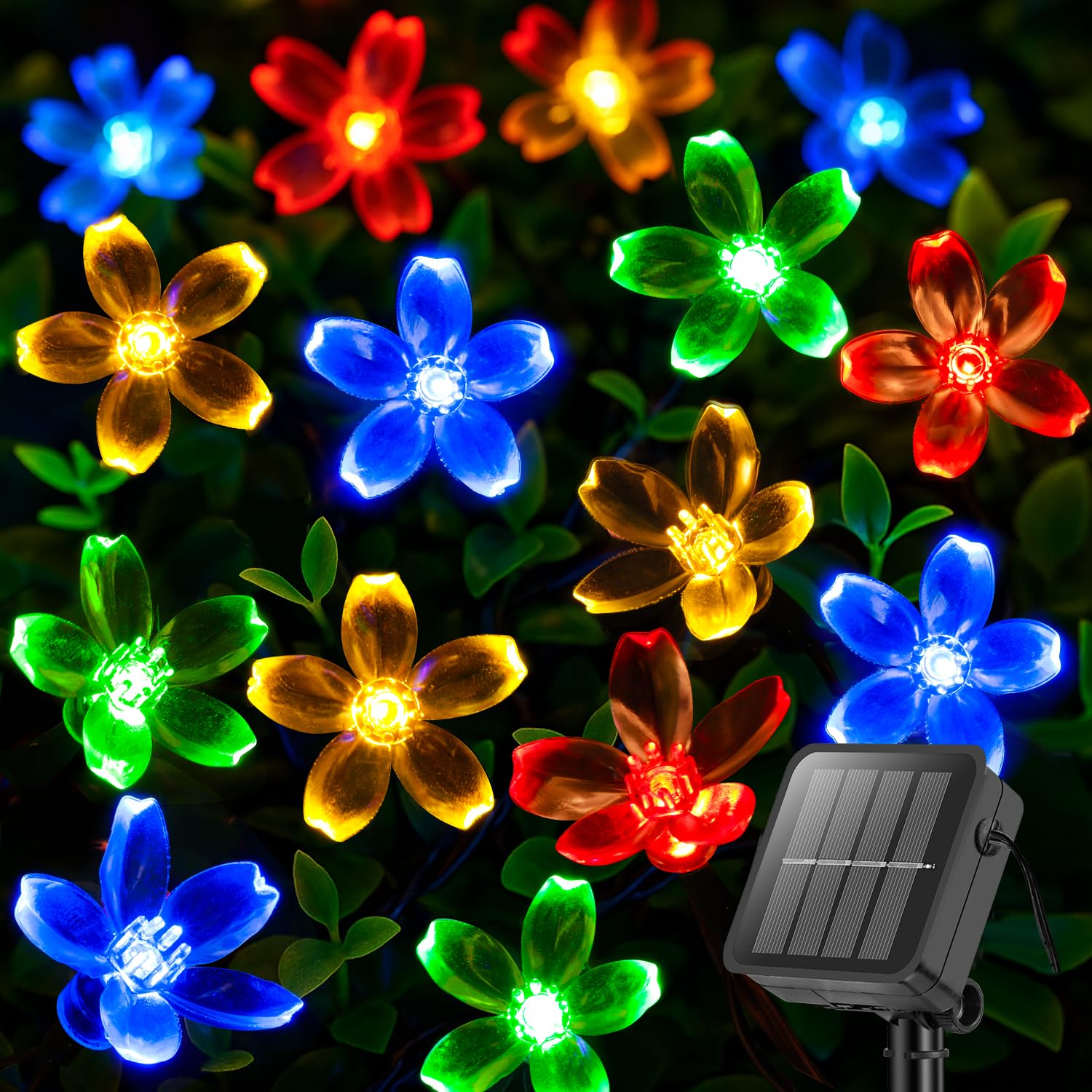 ANJAYLIA 60 LED Solar Flower String Lights Outdoor Waterproof, Cherry Blossom Lights with 8 Modes, Solar Powered Decorative Ligh