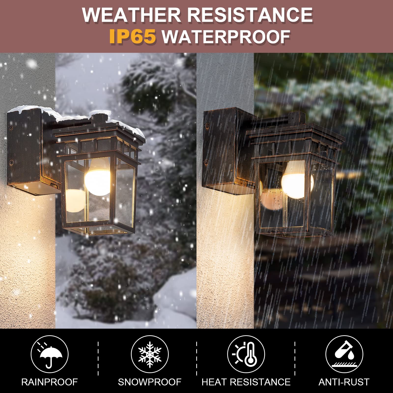 Dusk To Dawn Outdoor Wall Lighting With Outlet,Porch Light With Gfci Outlet Built In,Anti-Rust Alunmium Outdoor Wall Lantern Wit