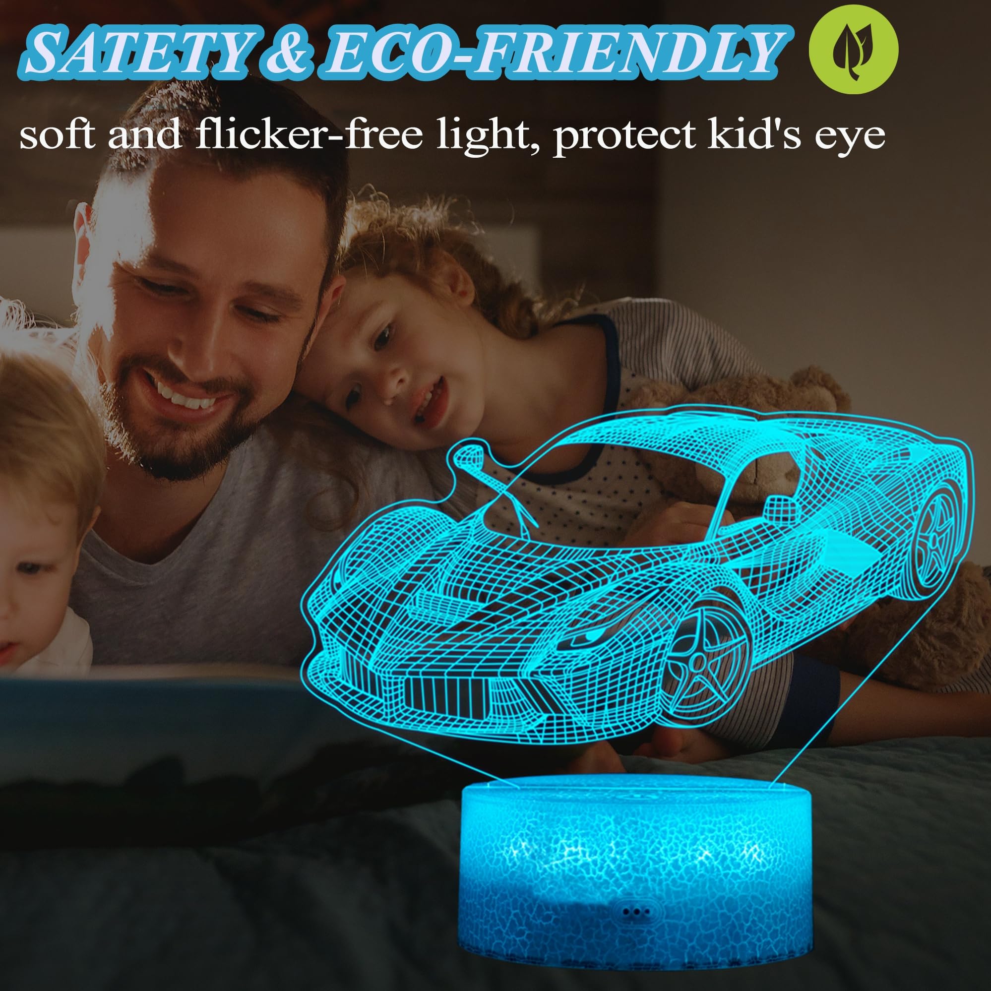 Posshe Car Gifts For Men, Racing Vehicle Night Light With Remote Control, 16 Colors Changing, Rgb Flashing Mode And Dimmable, Co