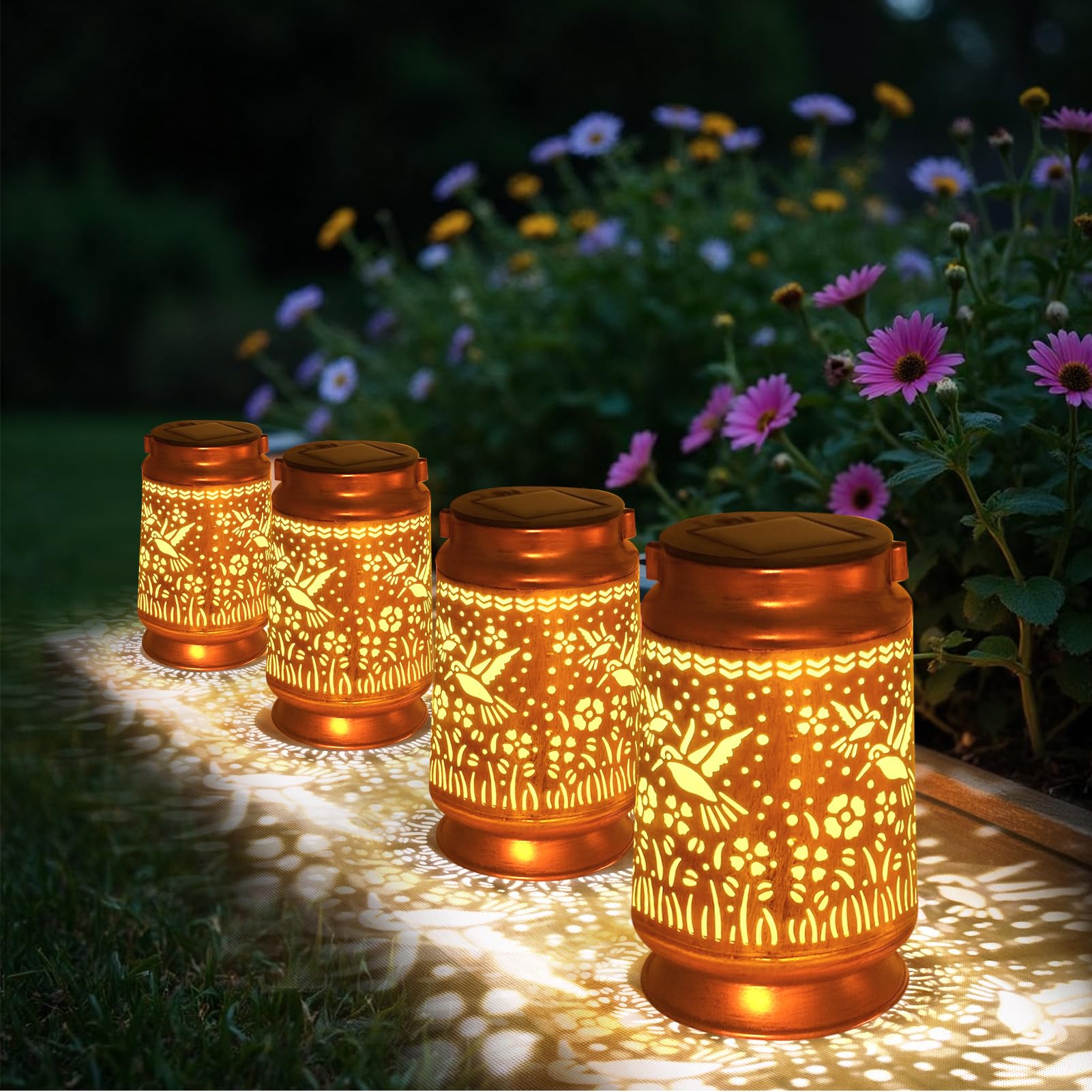 Solar Lanterns Outdoor Waterproof Gifts For Women Grandma Gifts For Mom Dragonfly Projection Garden Decor Solar Hanging Lantern Metal For Patio Yard Festival Pathway Landscape (Dragonfly  4)