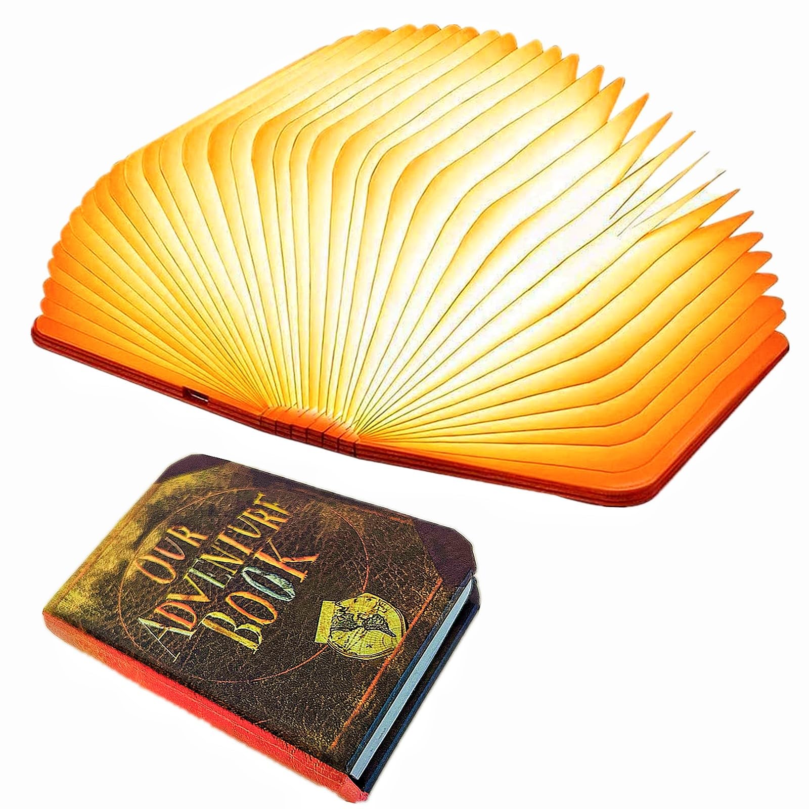 Mini Adventure Book Night Light,3D Folding Lamp&Three Different Lighting Options White/Yellow/Breathing Gradient Colors LED Book