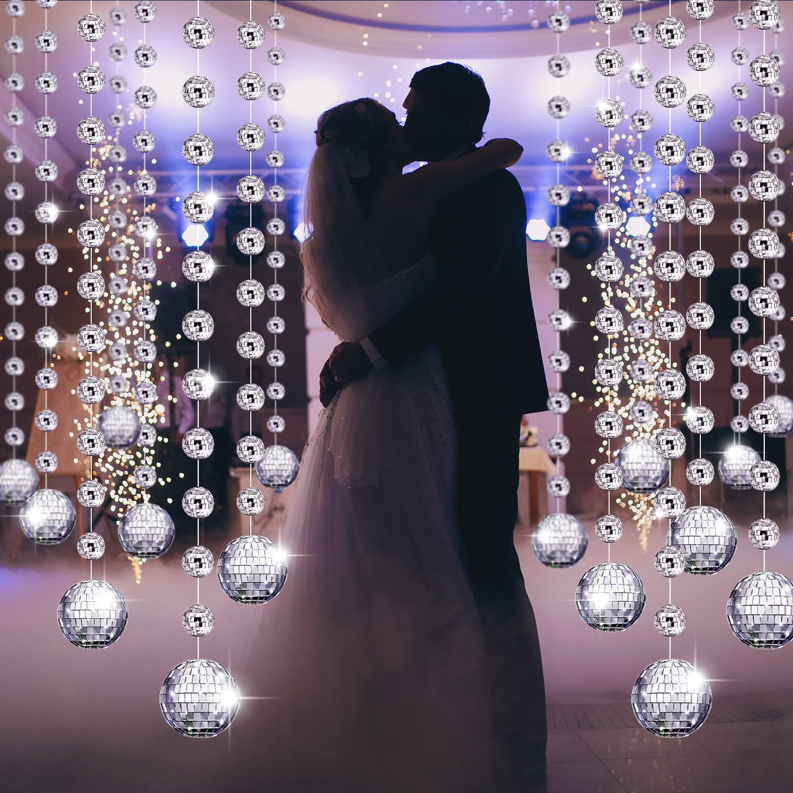 Sumind 8 Packs Disco Ball Party Decorations Mini Disco Ball Ornaments Silver Hanging Disco Ball Reflective Mirror Disco Ball for