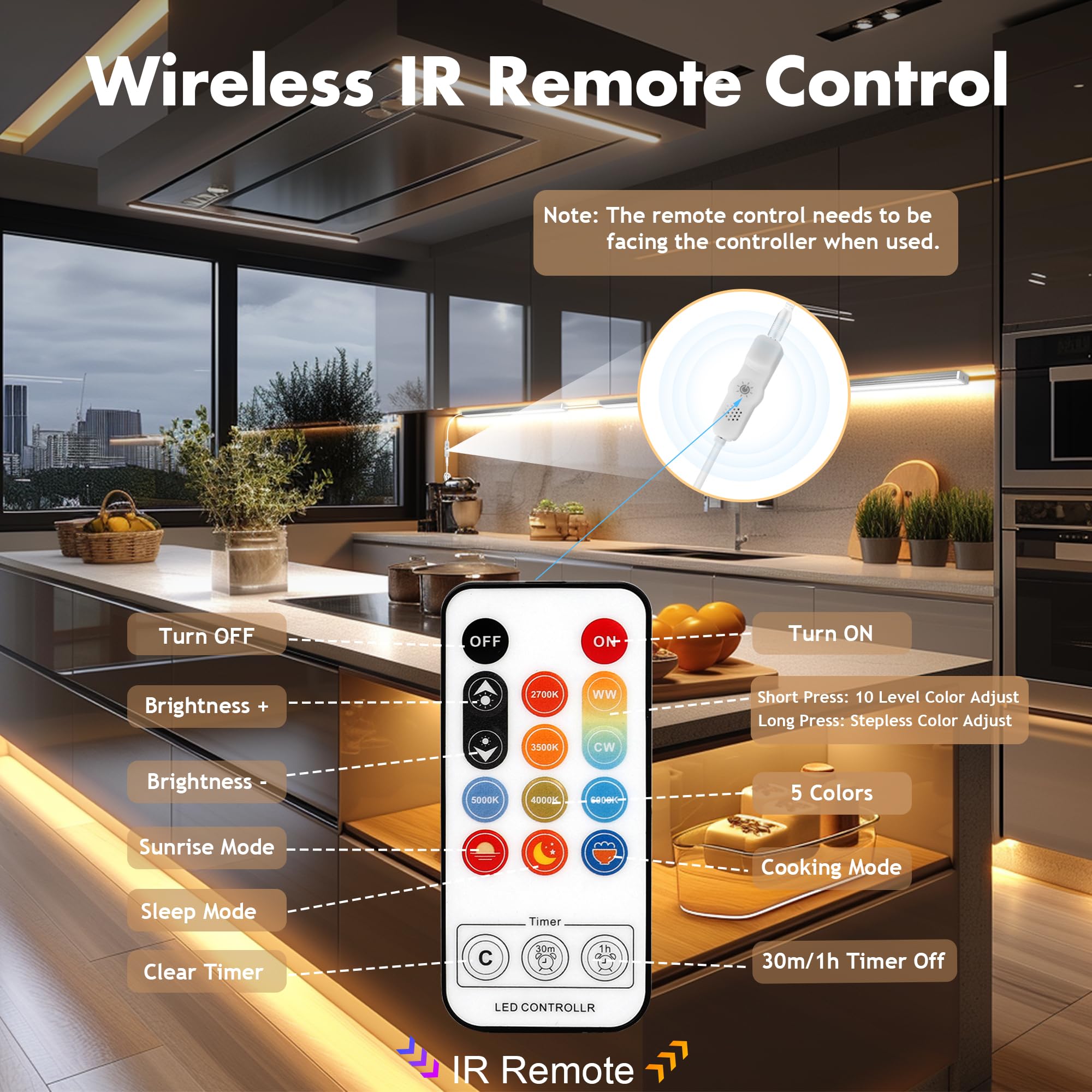 Benreom Under Cabinet Lighting Plug In, 3 Pcs 12 Inch Multi-Color Under Cabinet Lighs, Super Bright Under Counter Lights For Kit