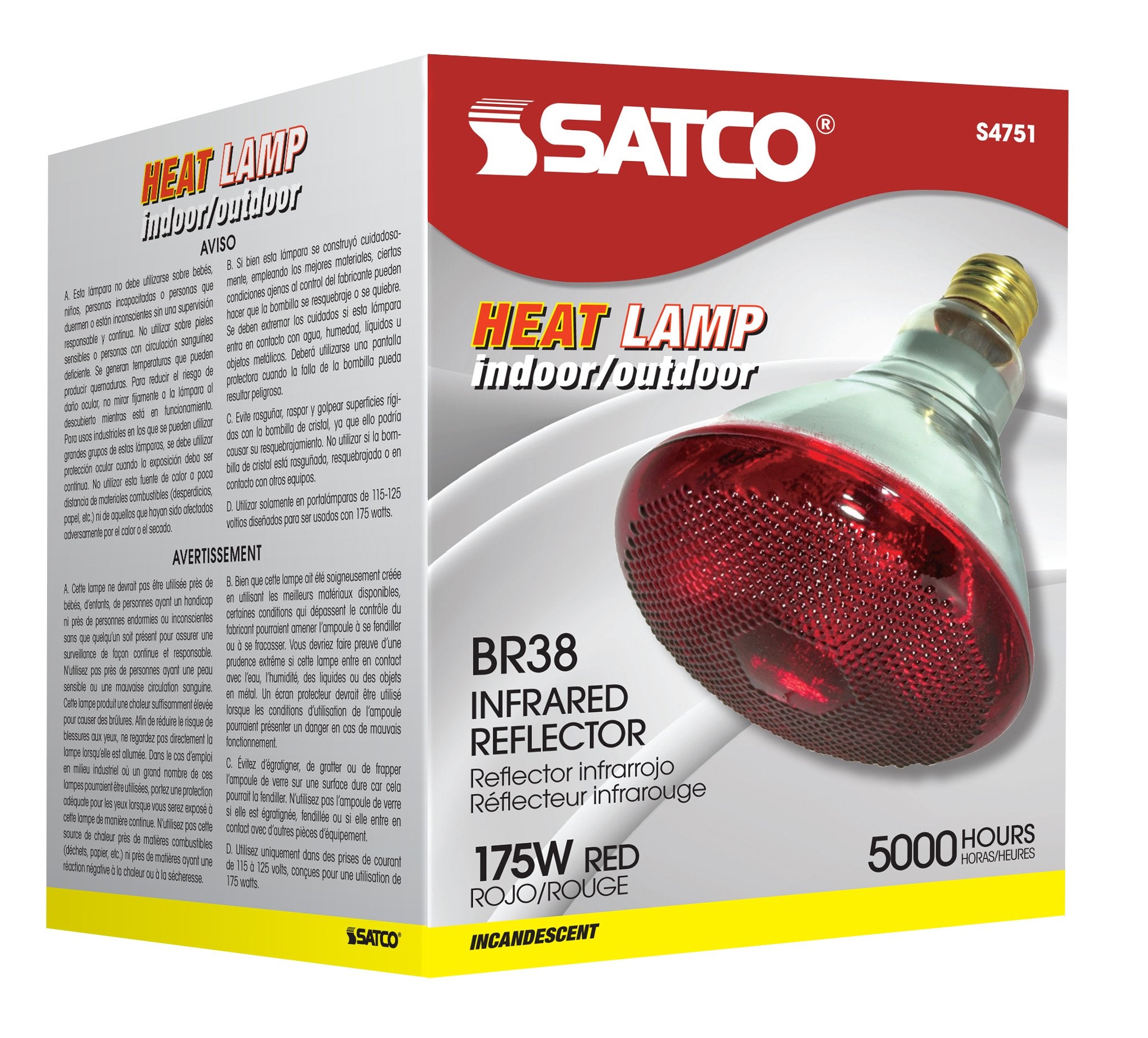 Satco S4751 Medium Light Bulb, 5.31 inches, Glass, Red Heat, 1 Count (Pack of 1)