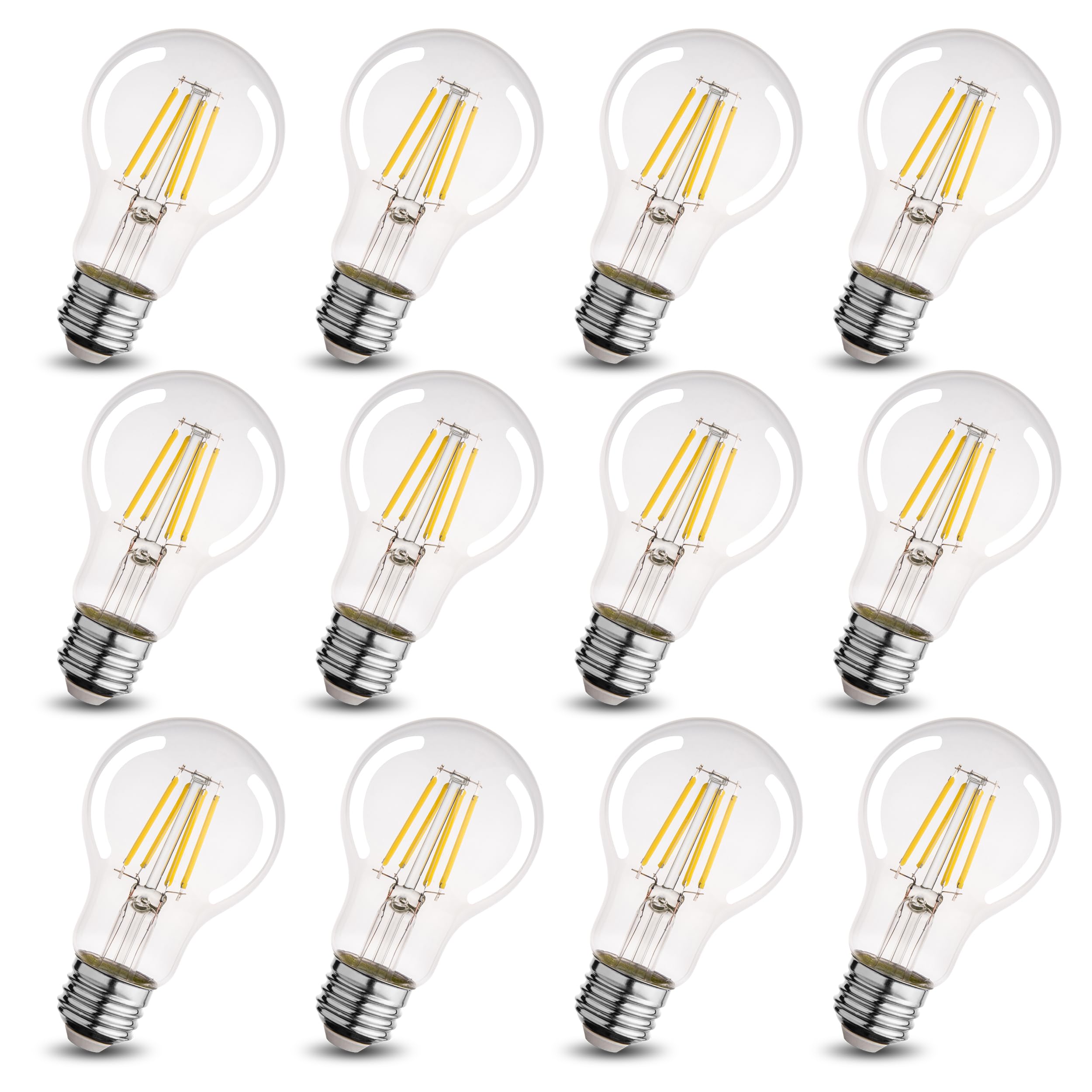 runquiz A19 Clear Led Bulbs  E26 Dimmable Edison Bulbs  5000K Daylight Led Light Bulb  Cool White Edison Bulb  6w Filament Bulb for Light Fixture 6pack/12Pack