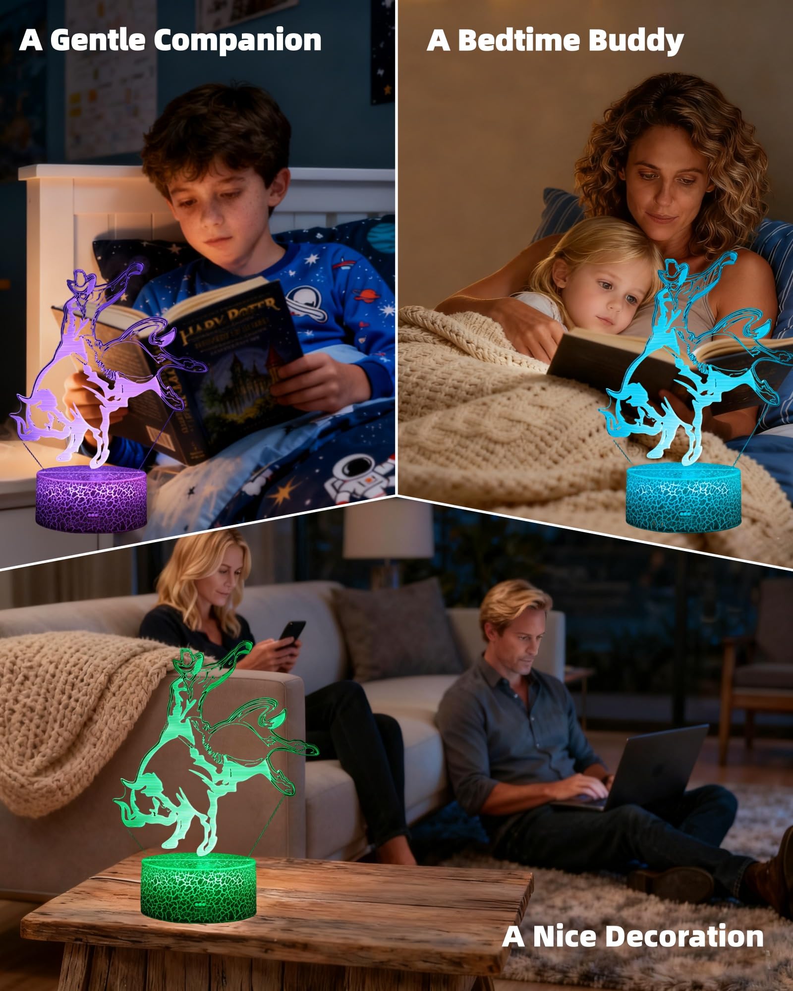 Kenmaca 3D Illusion Lamp Night Light, Multicolor, Touch & Remote Control, Dimmable, Gift for Kids & Teens